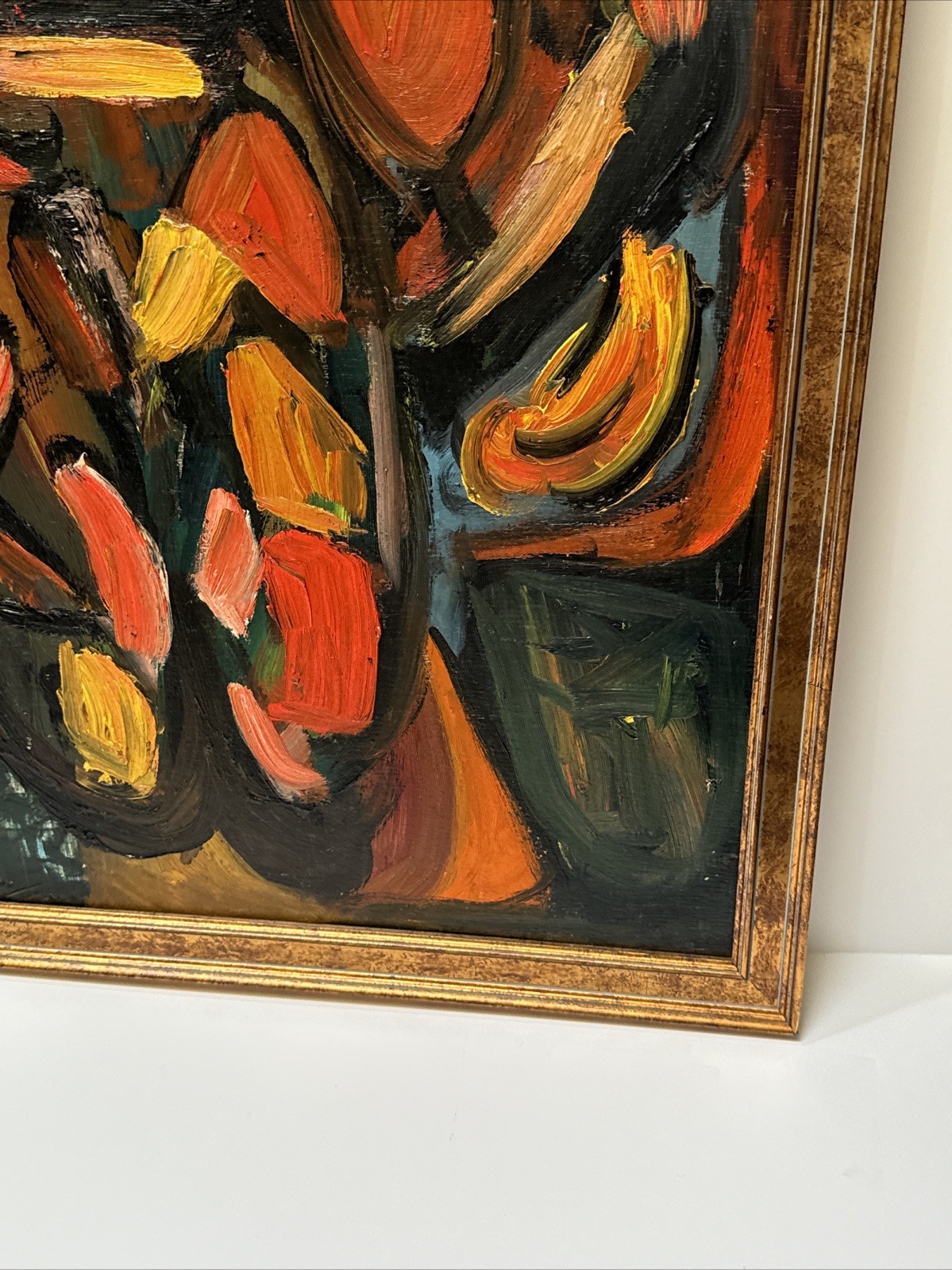 MID CENTURY PAINTING ABSTRACT GEOMETRIC CUBIST CUBISM MODERNISM Vintage Tommy