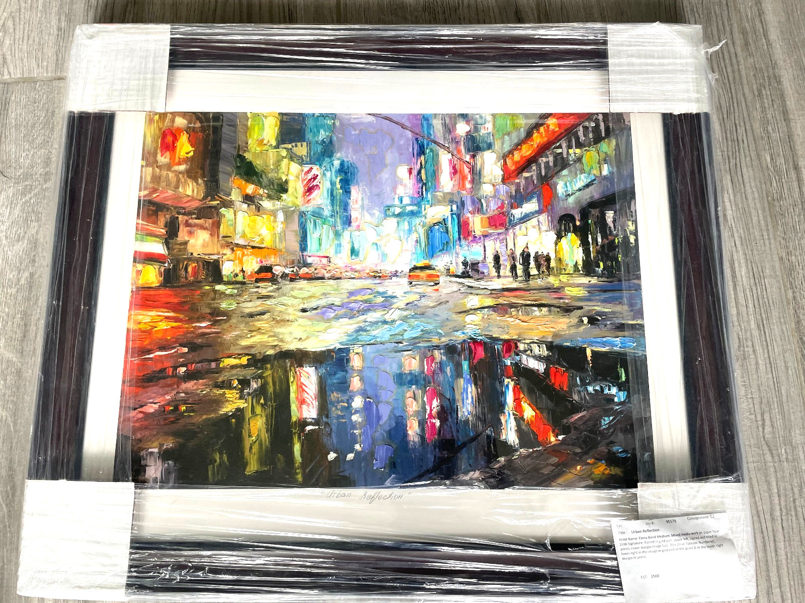 🔥 Elena Bond «Urban Reflection» Original Mixed Media on Paper Signed EST $3500