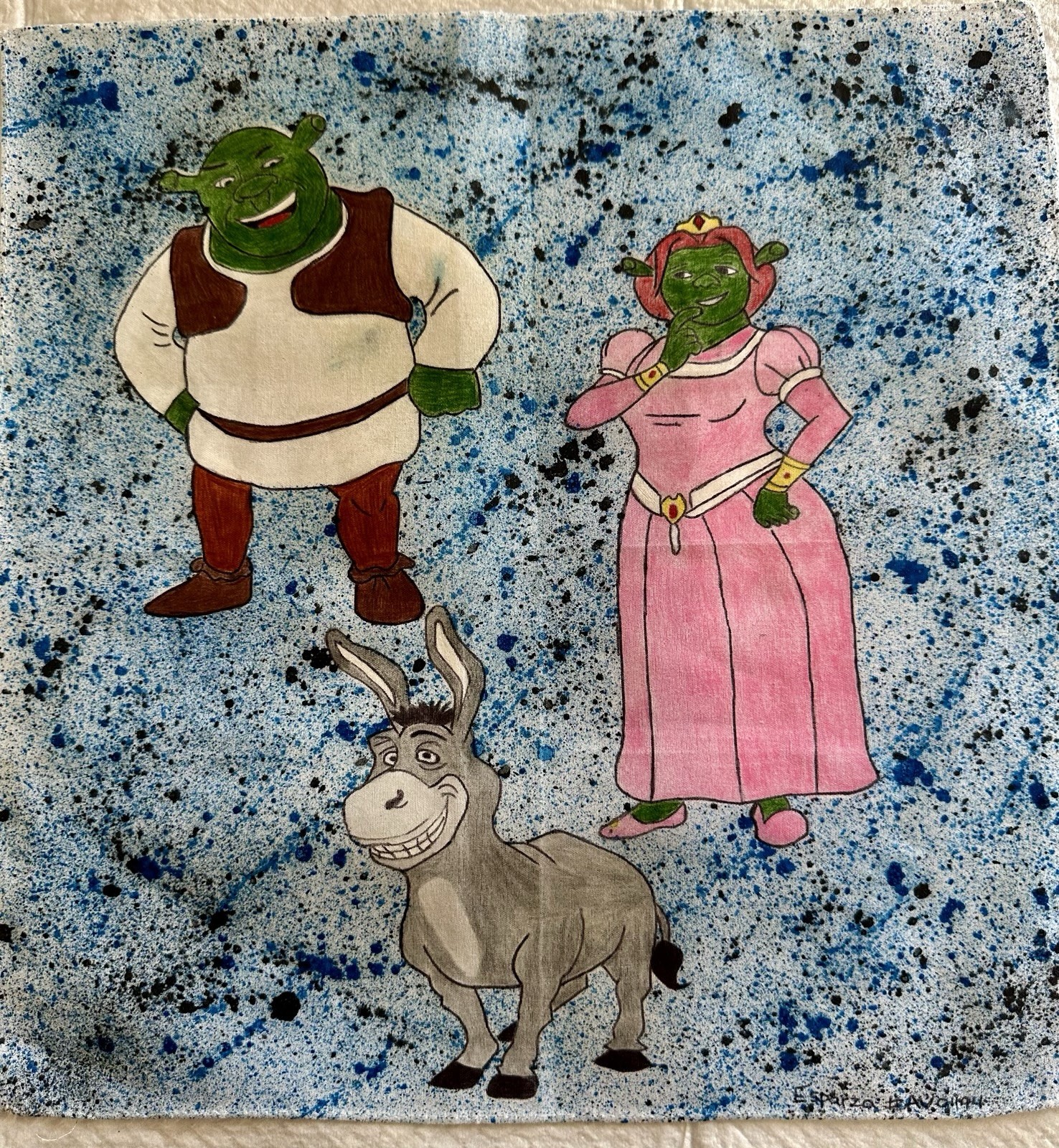 Prison Shrek Painting On Cloth Media Art