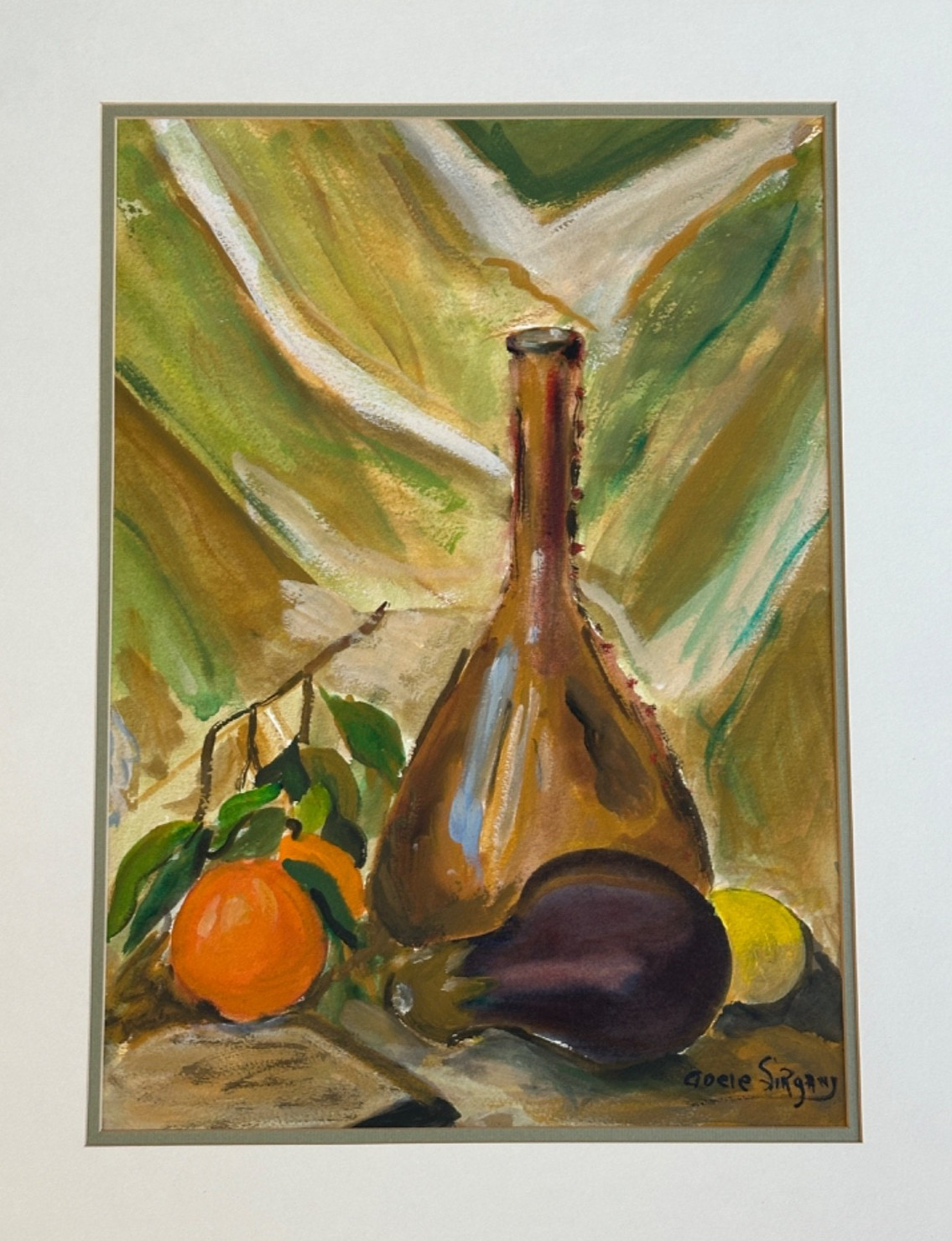 OLDER ADELE SIRGANY «SU CASA» WATERCOLOR PAINTING SIGNED 70’S MATTED 25″ X 19.5″