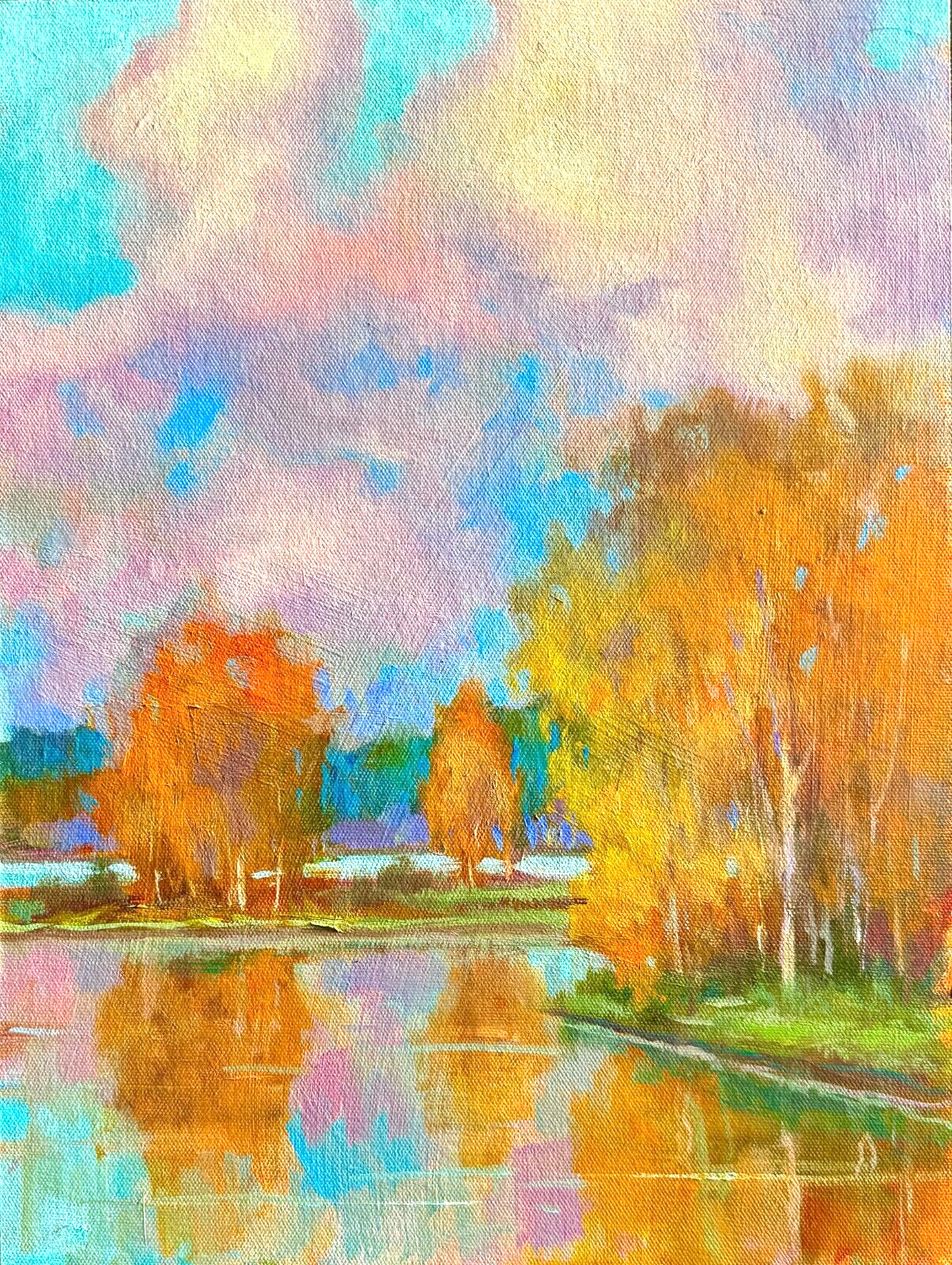 Clouds over Trees oil painting original WA landscape impressionism art 12×16