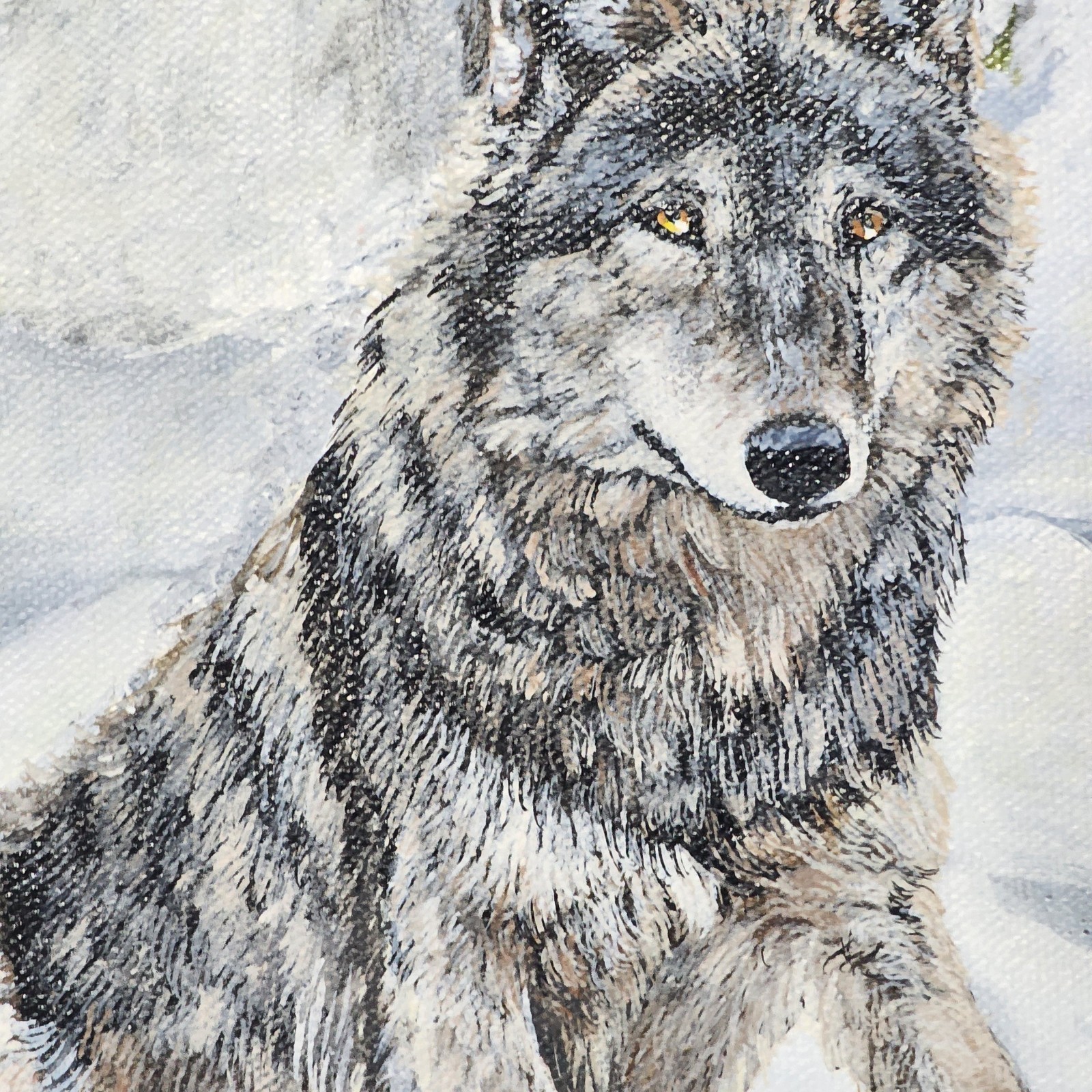 Wolves Acrylic Painting 20×24×1.5 Realistic Art Wildlife Snow Wolves Art Gifts