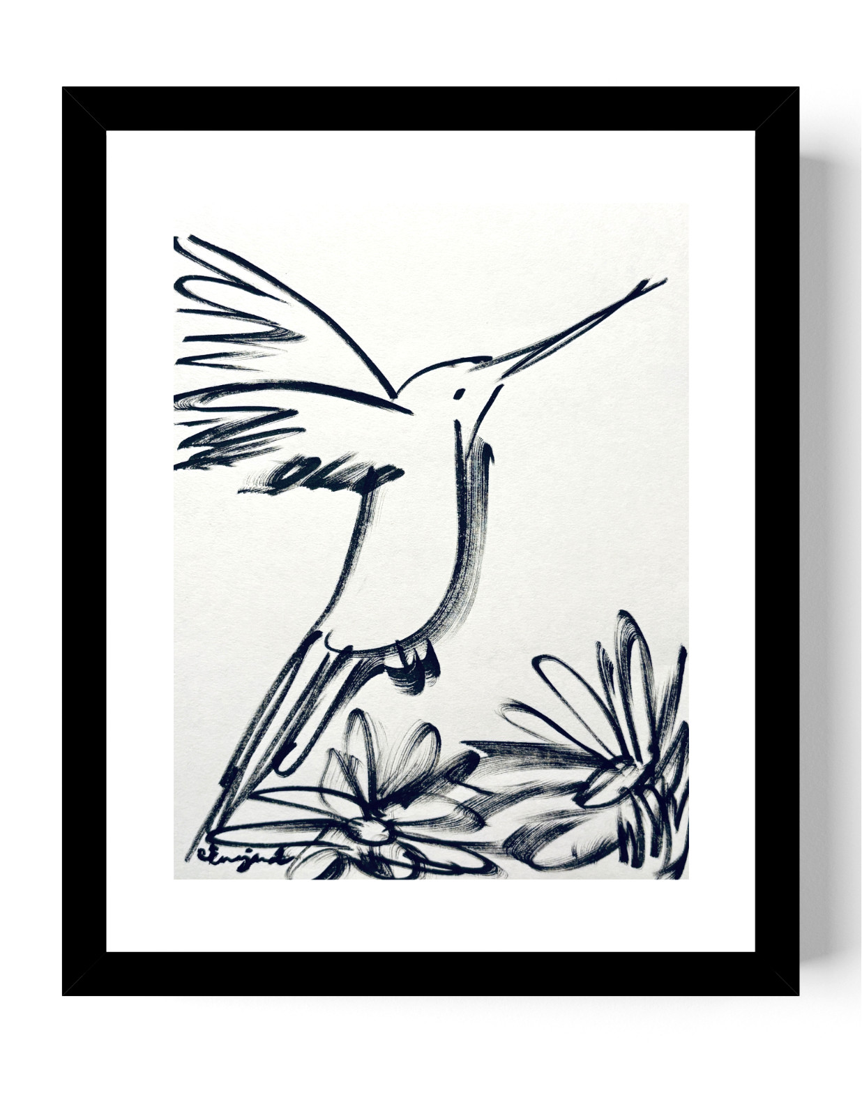 Guajardo Art: Hummingbird 8.5X11 Paper Signed Wall Decor Art