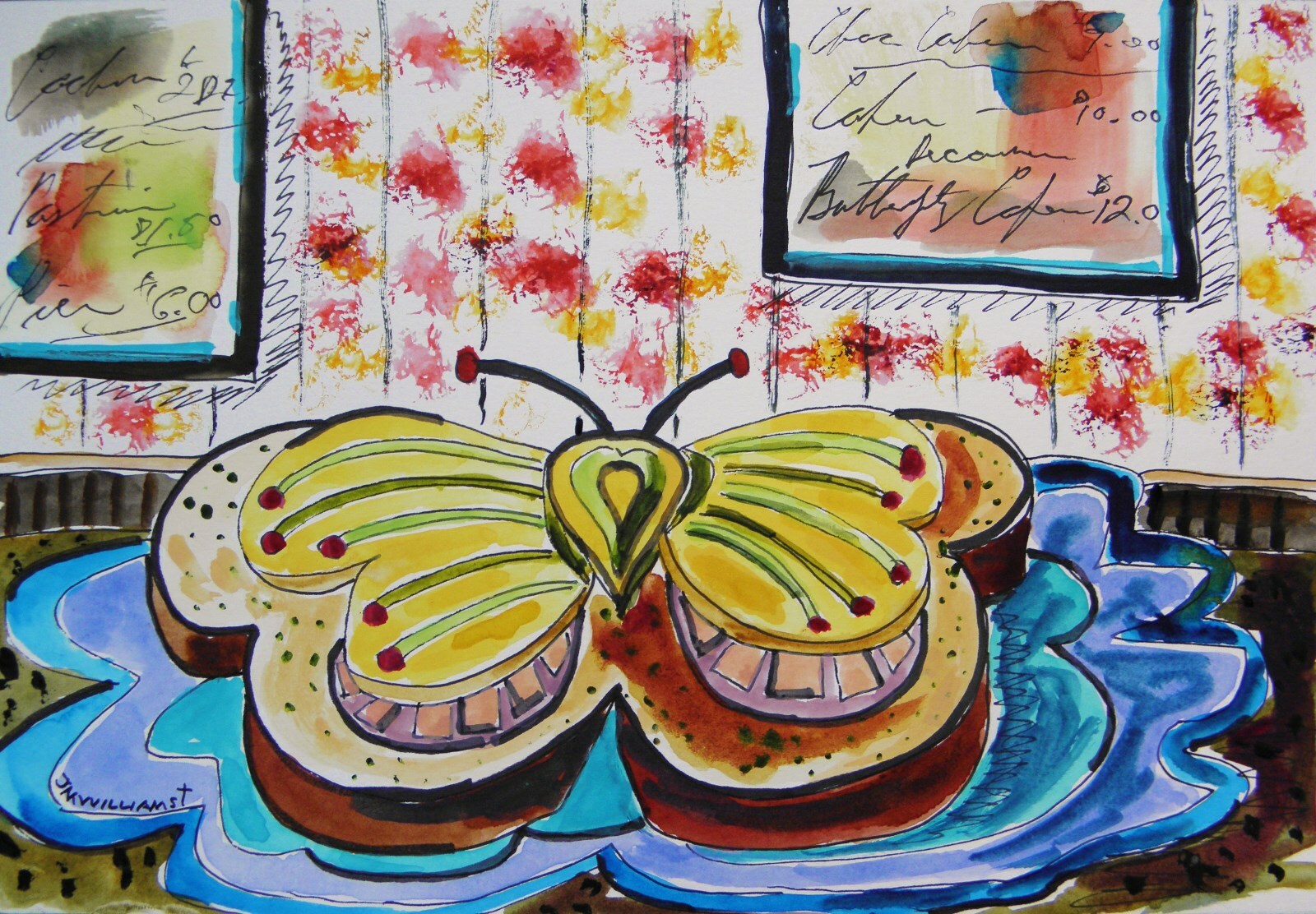 Original Bakery Sketch Cake Food Watercolor Impressionism