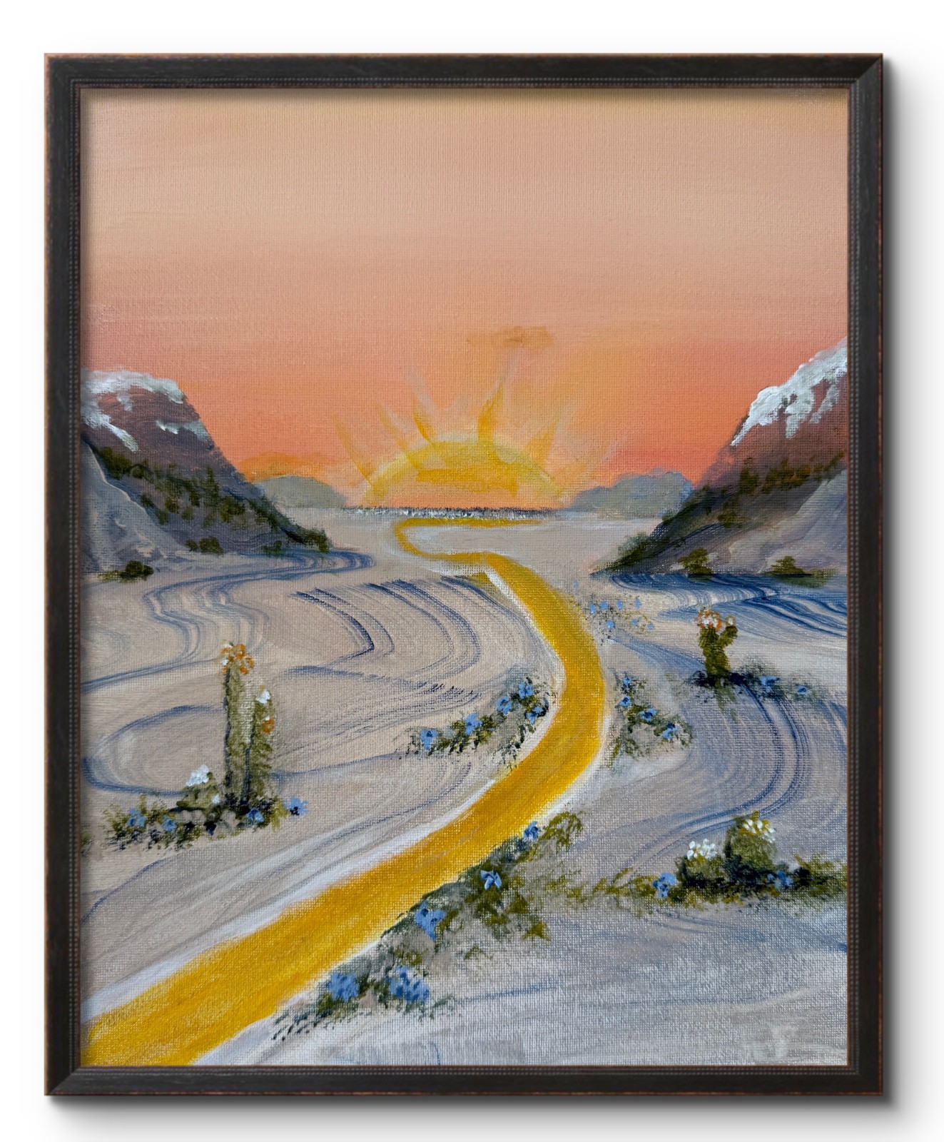 GOLDEN ROAD TO SUNSET 14X11 GOLD ACCENTS ABSTRACT ORIGINAL ART MODERN HOME