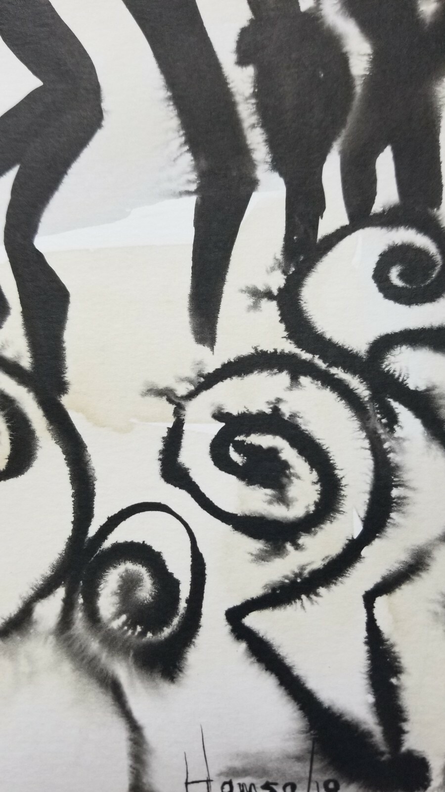 India ink and coffe on artist paper by H. Garcia Modern Impressionism Original.