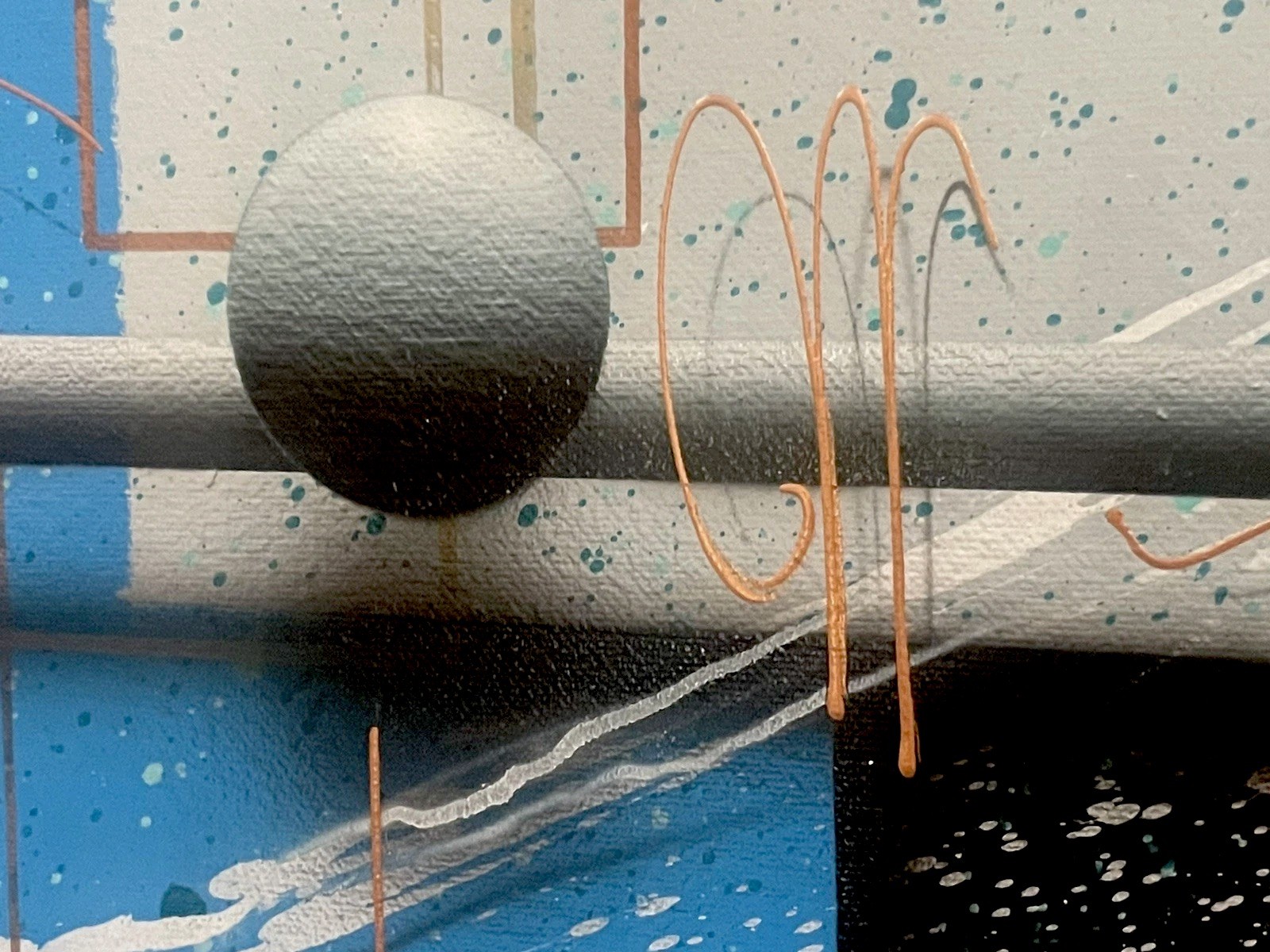 Josef Krugler Acrylic Painting On Canvas Spheres Planets Geometrical Abstract