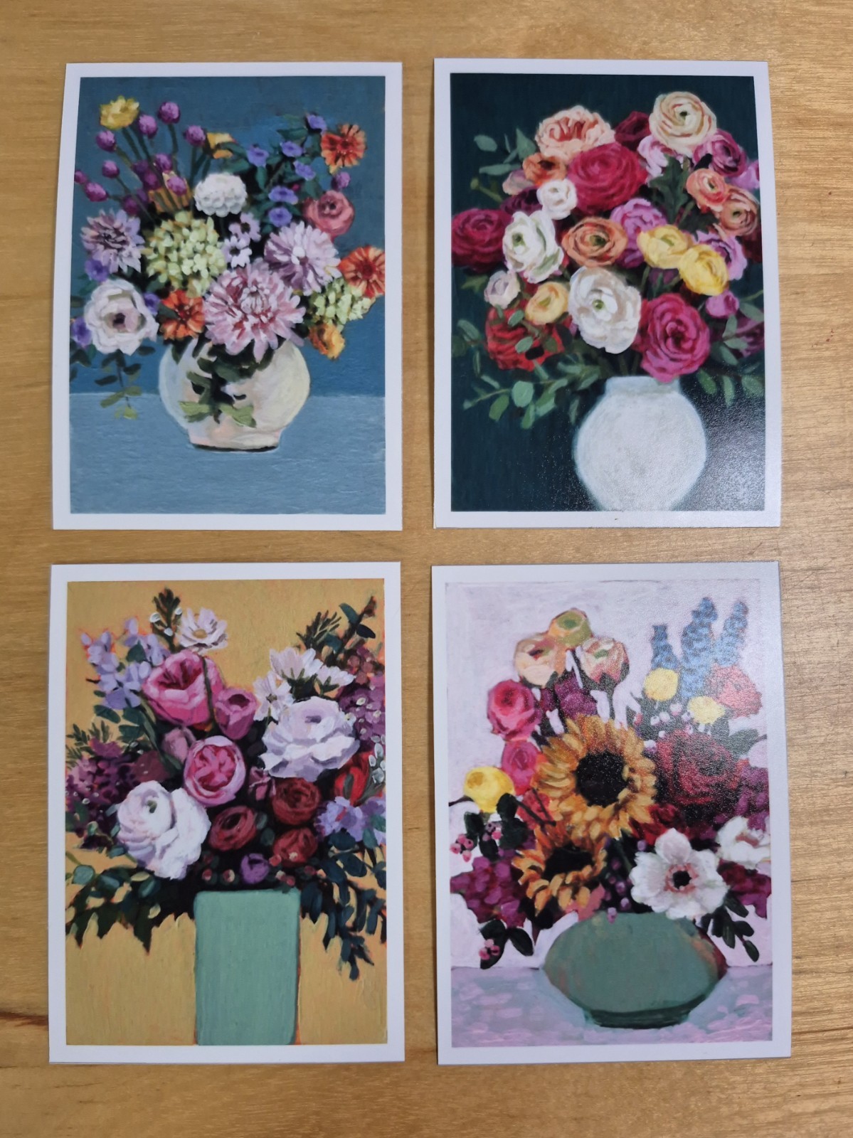 ACEO PRINT Set of 4 Floral Bouquet Paintings- Madison Mickler