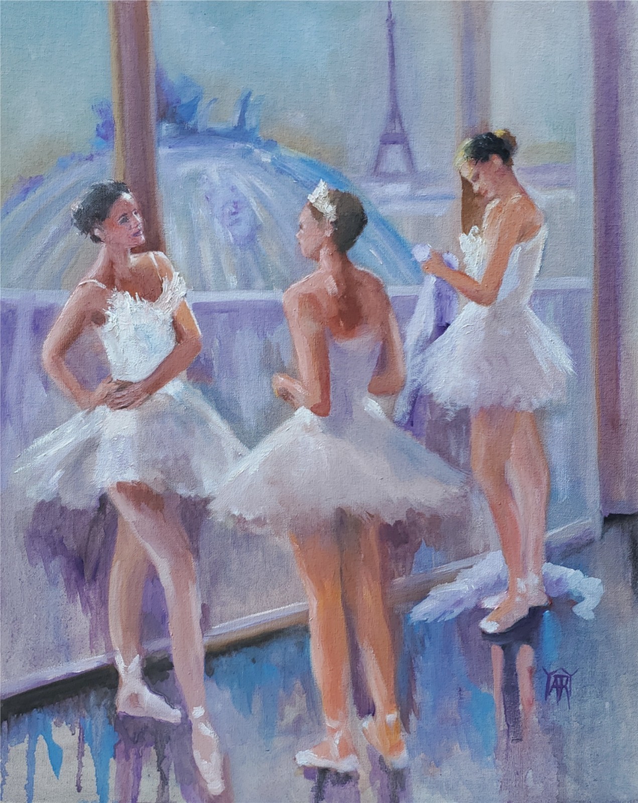 YARY DLUHOS Ballet Dance Music Ballerina Figure Woman Original Art Oil Painting