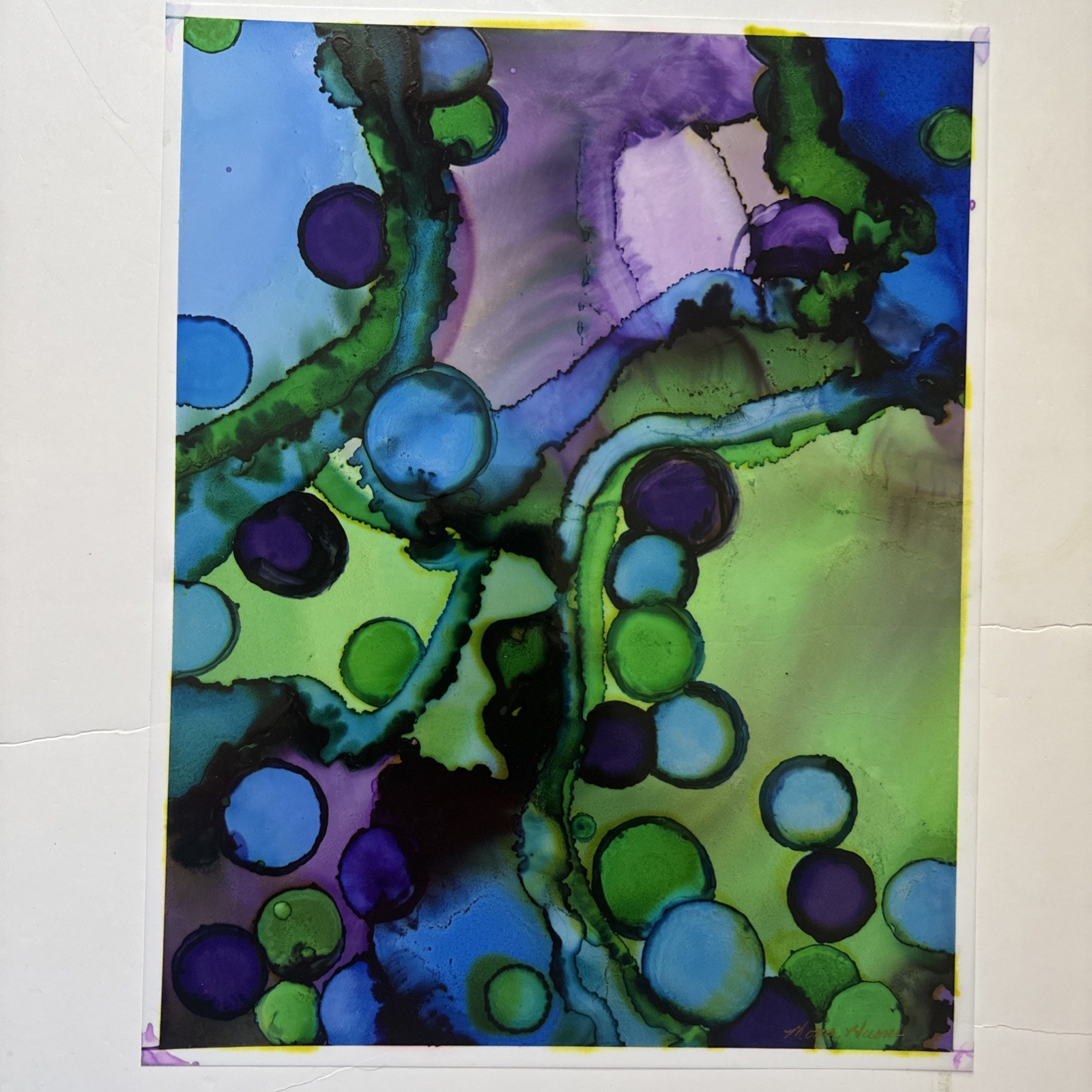 Beautiful , Unique , Original Hand Made -Alcohol Ink Painting on Plastic Resin