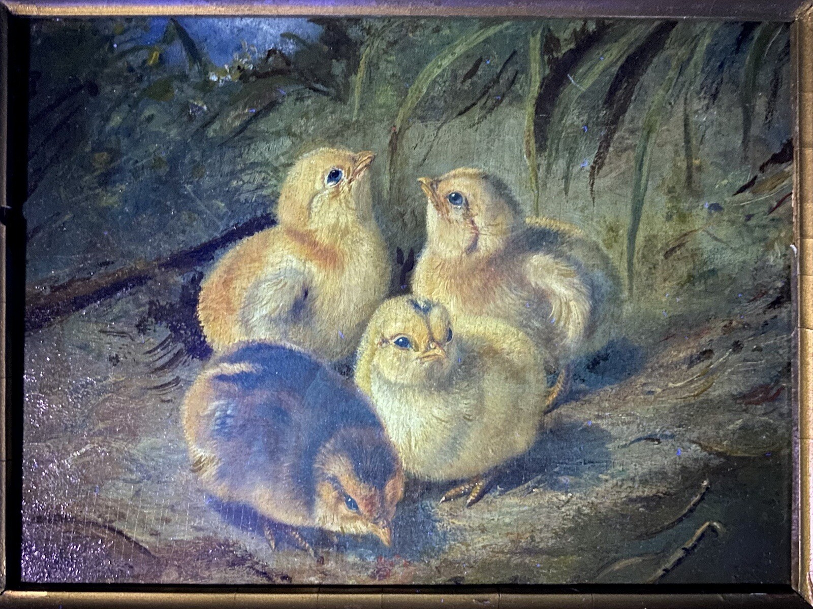 Original 19th C. Arthur Fitzwilliam Tait Chickens Chicks Landscape American Oil
