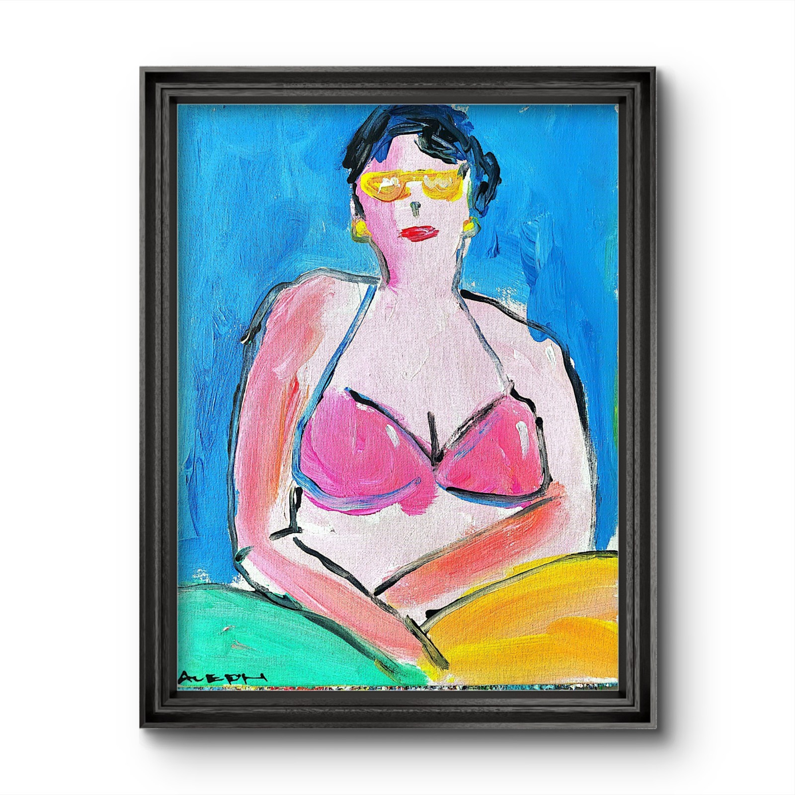 Aleph Original Art Curvy Woman 14×11 Abstract Expressionist Painting Canvas