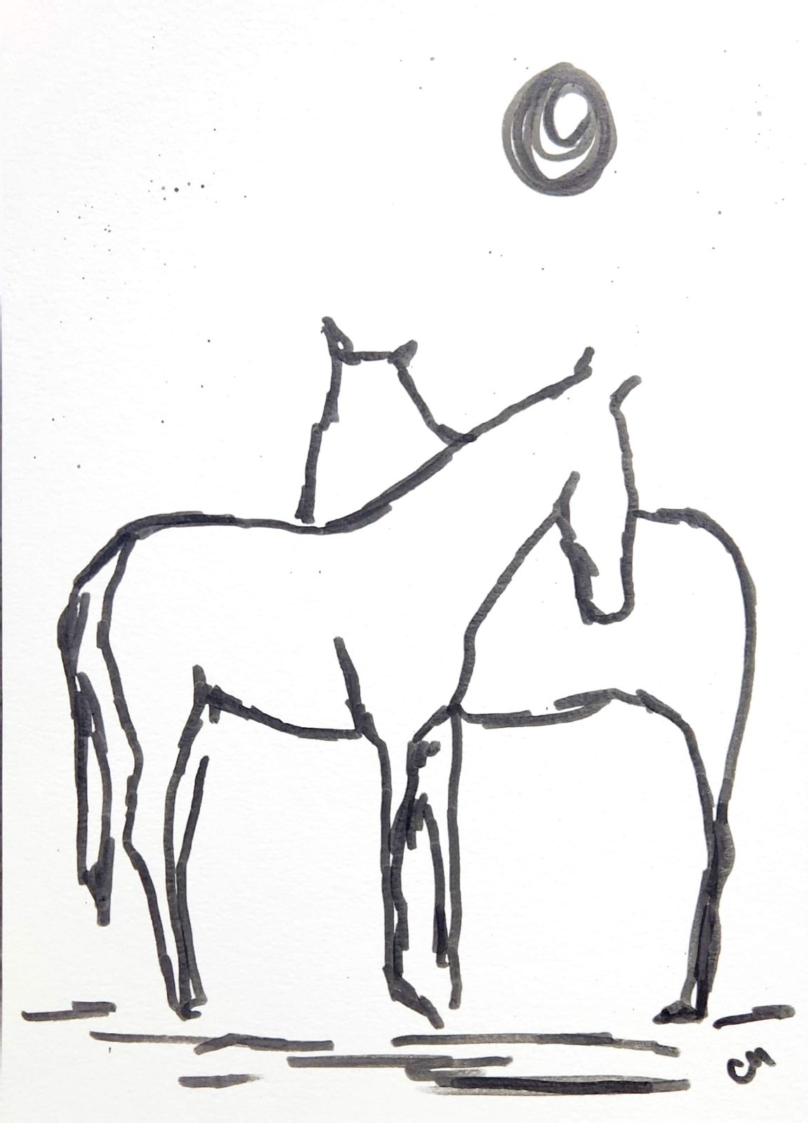 Original Abstract Expressionism Horse Art 9X12 Modern Handmade Signed