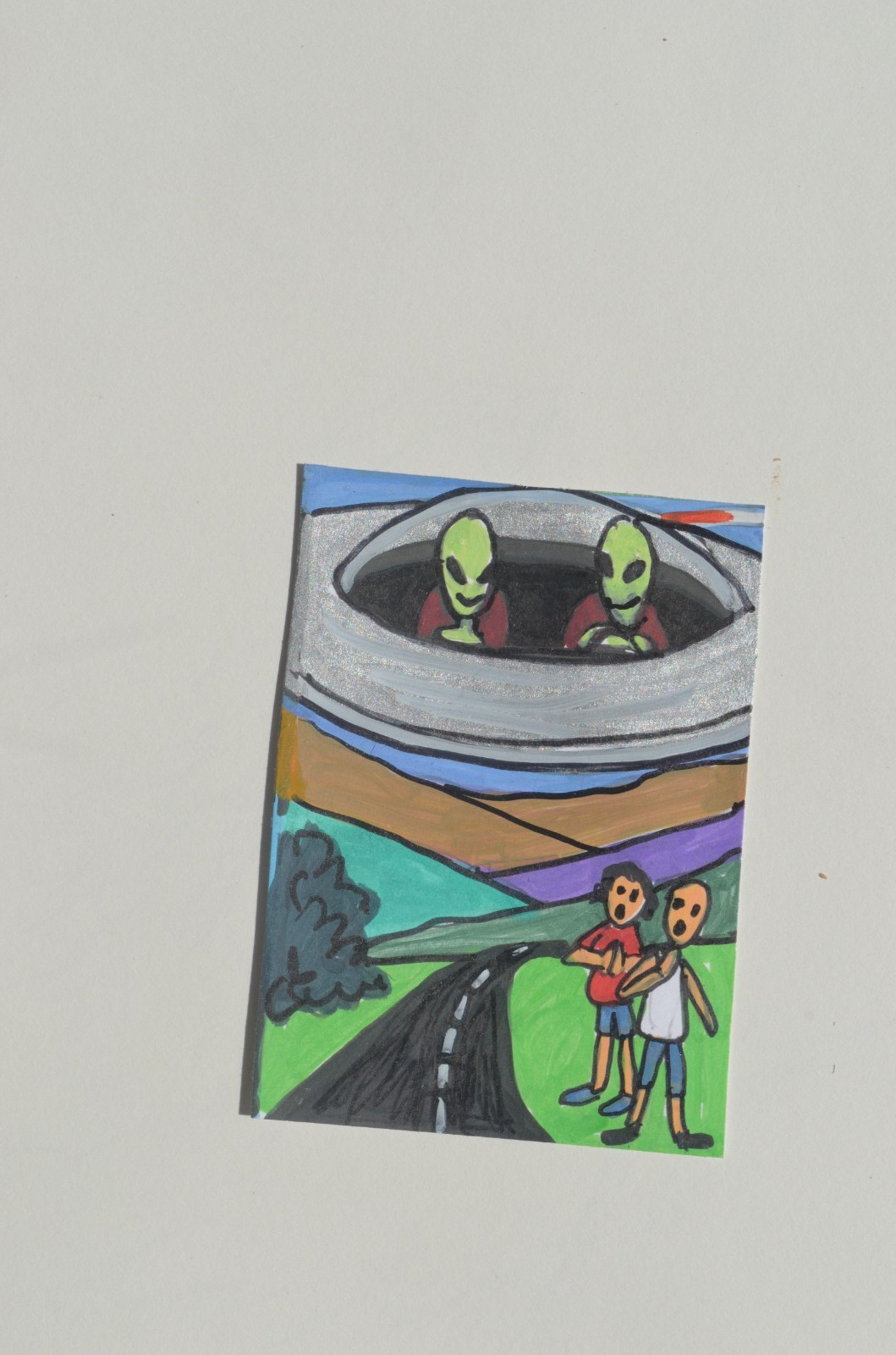 ACEO Originals Alien UFO Original Art Paintings not a print