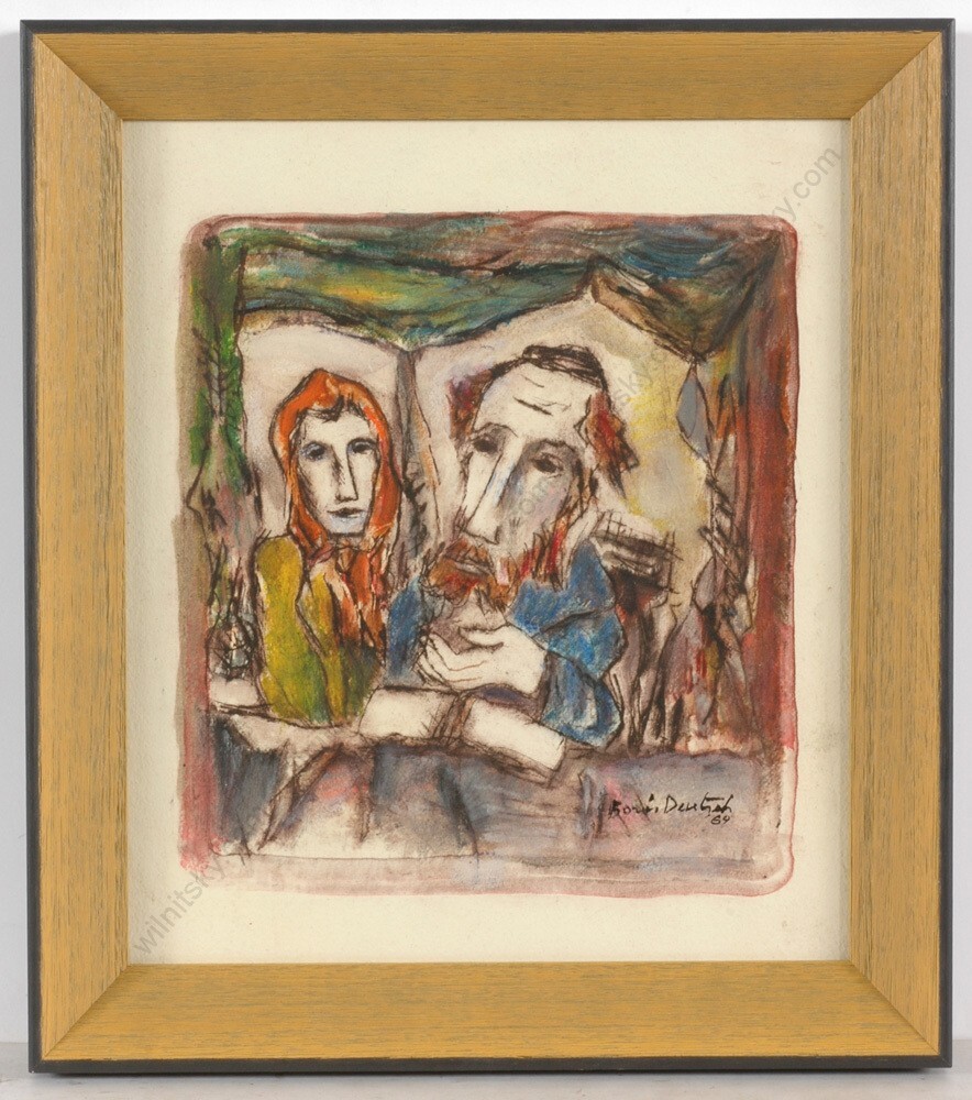 Boris Deutsch (1892-1978) «Jewish couple», watercolor over drypoint, 1969 (1)