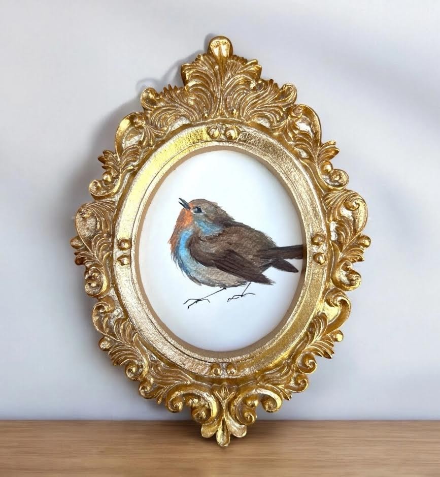 Mini Framed Print of Handmade Painting • Bird Lovers • Animal Lovers • Gift Idea