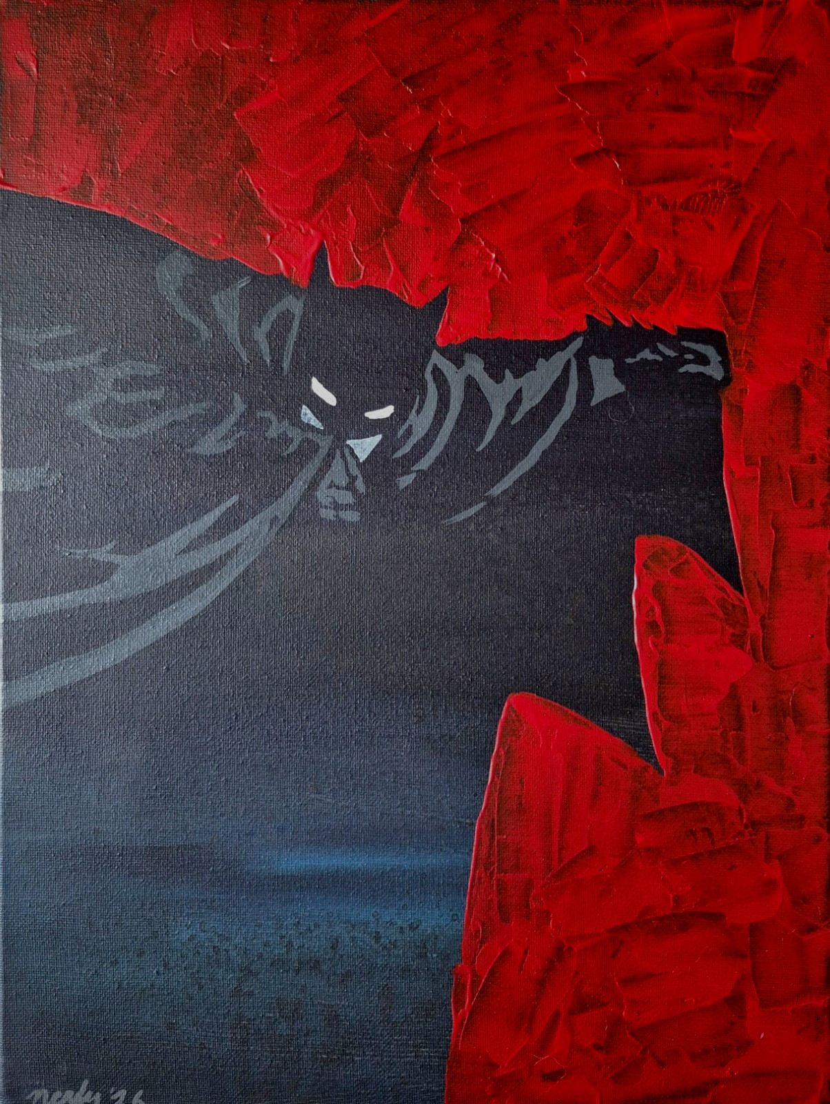 Hand Painted David Mazzucchelli Year 1 Tribute Wall Art Acrylic Canvas 12×16 B24