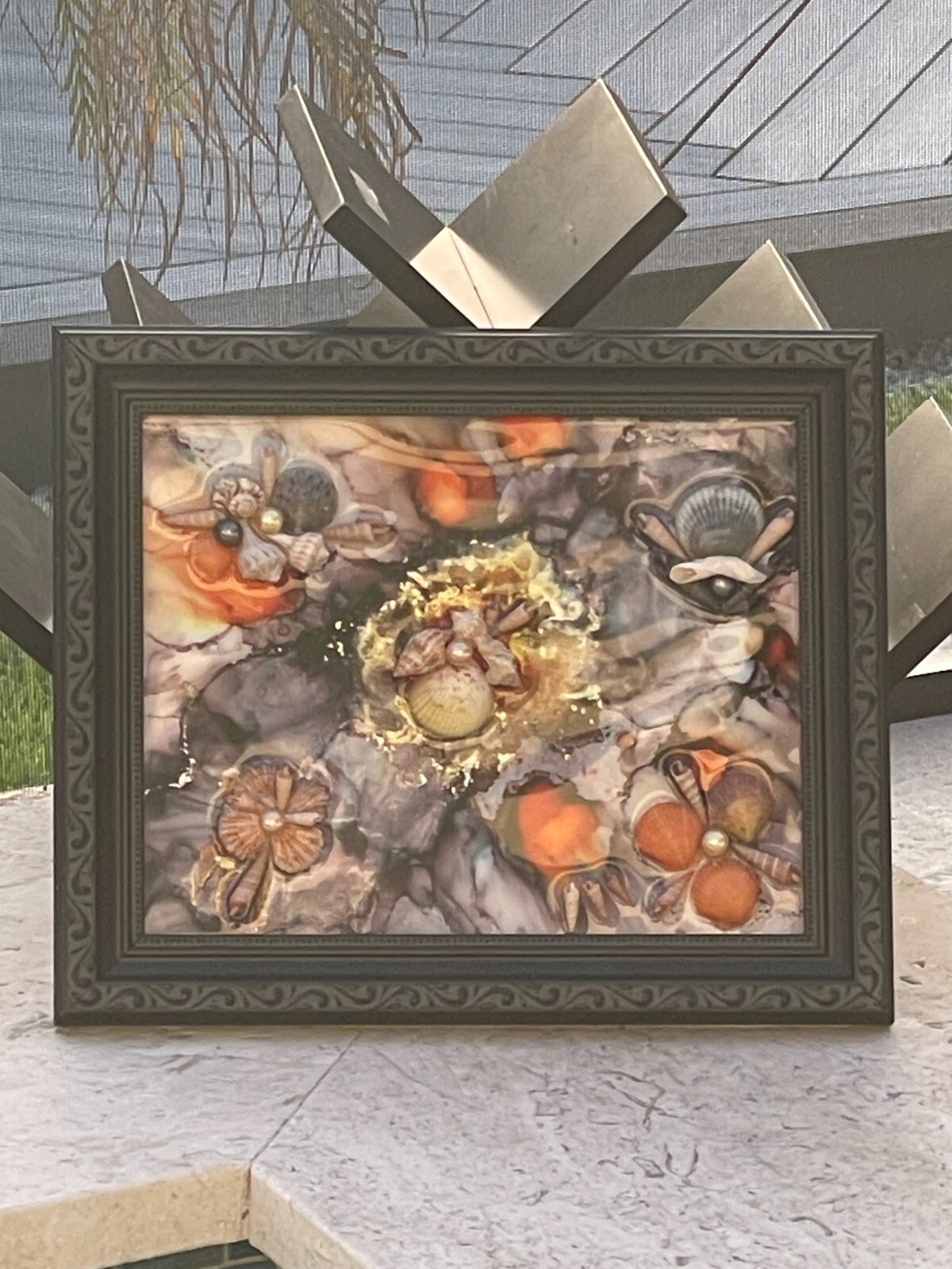 Dark Waters Resin and Alcohol Ink Piece by Lori Bobay
