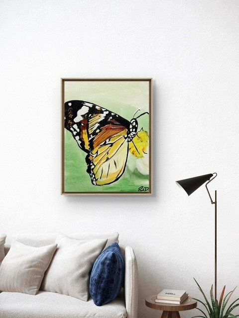 Abstract Expressionist Butterfly, Original 14×11 Canvas Signed Painting