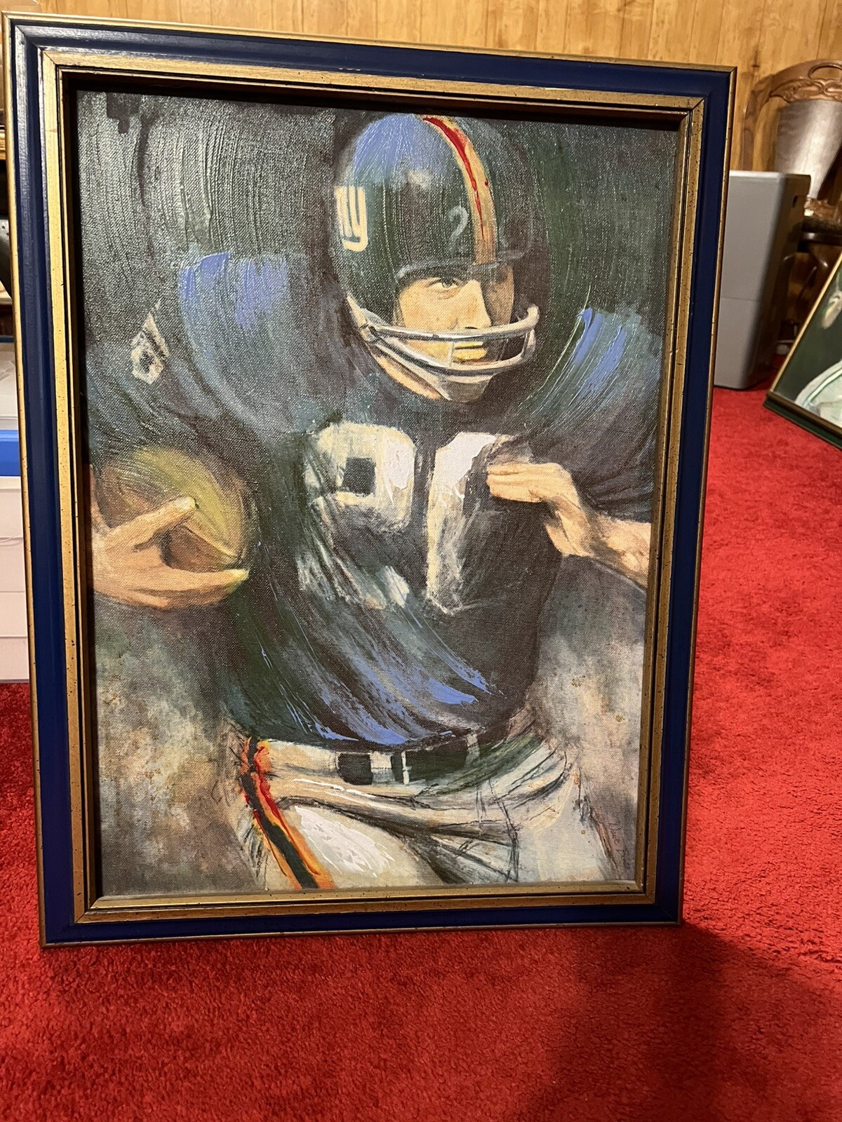 1960s-70s Dave David Boss New York Giants Similart Painting Framed – Rare