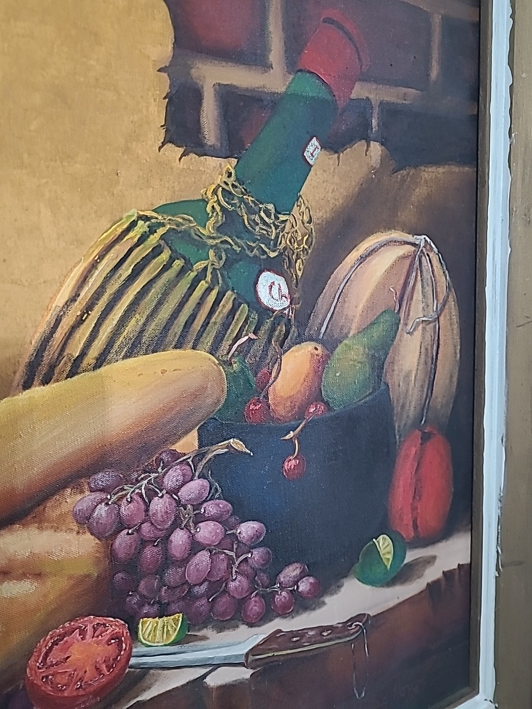 Vintage New York Prison Art 1971 Still Life Supper Charles Hoppe Painting Large