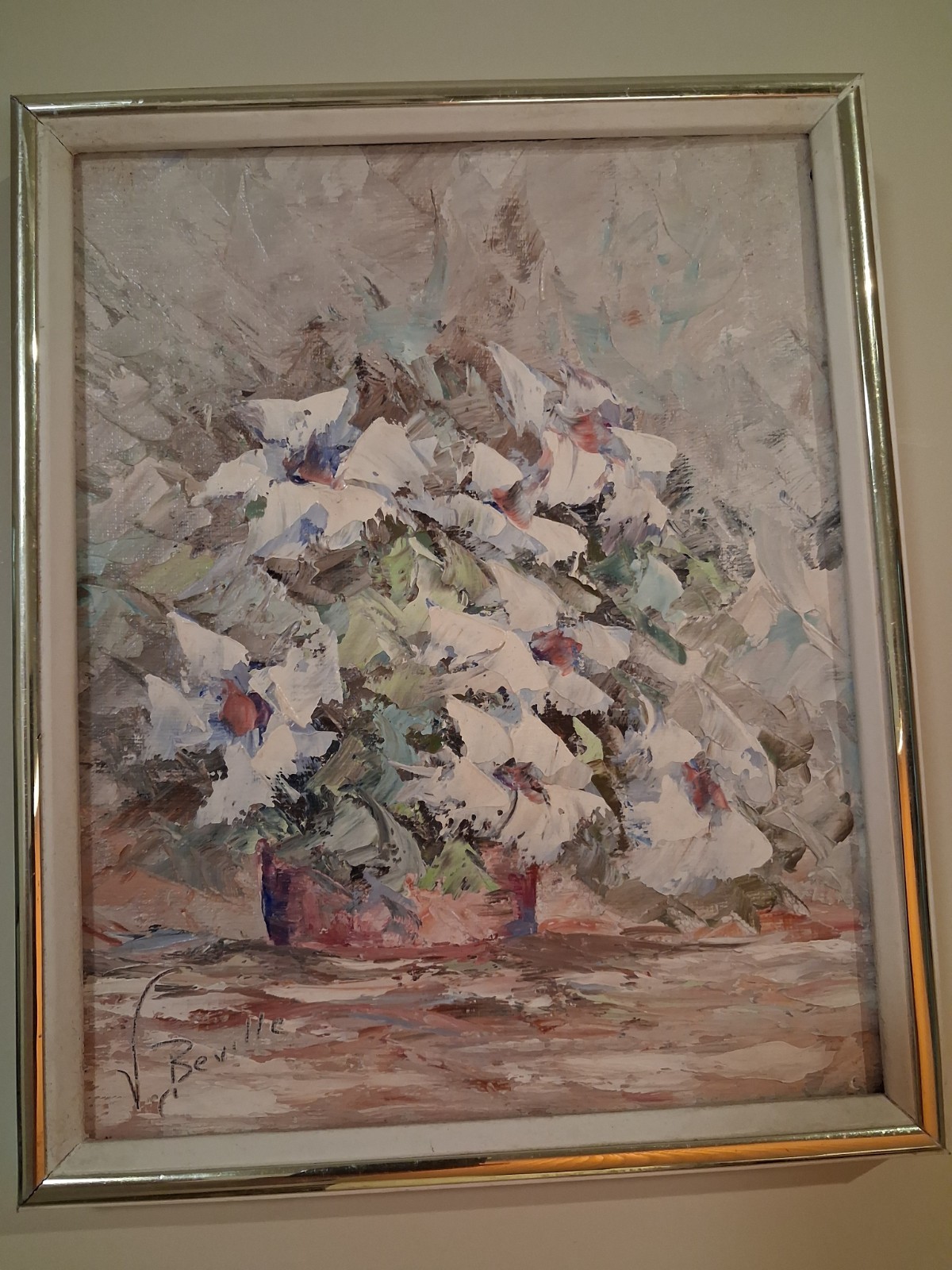 Listed Virginia Beville (1921-2022) Still Life Floral Oil Canvas Fort Myers FL
