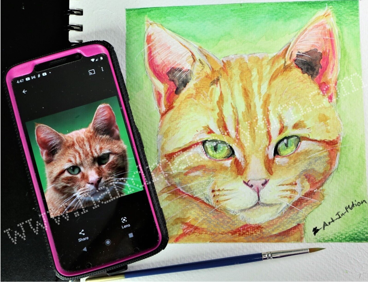 Custom Mixed Media Pet Portraits From Your Photo 7″x7″ Commission Gift Dog/Cat