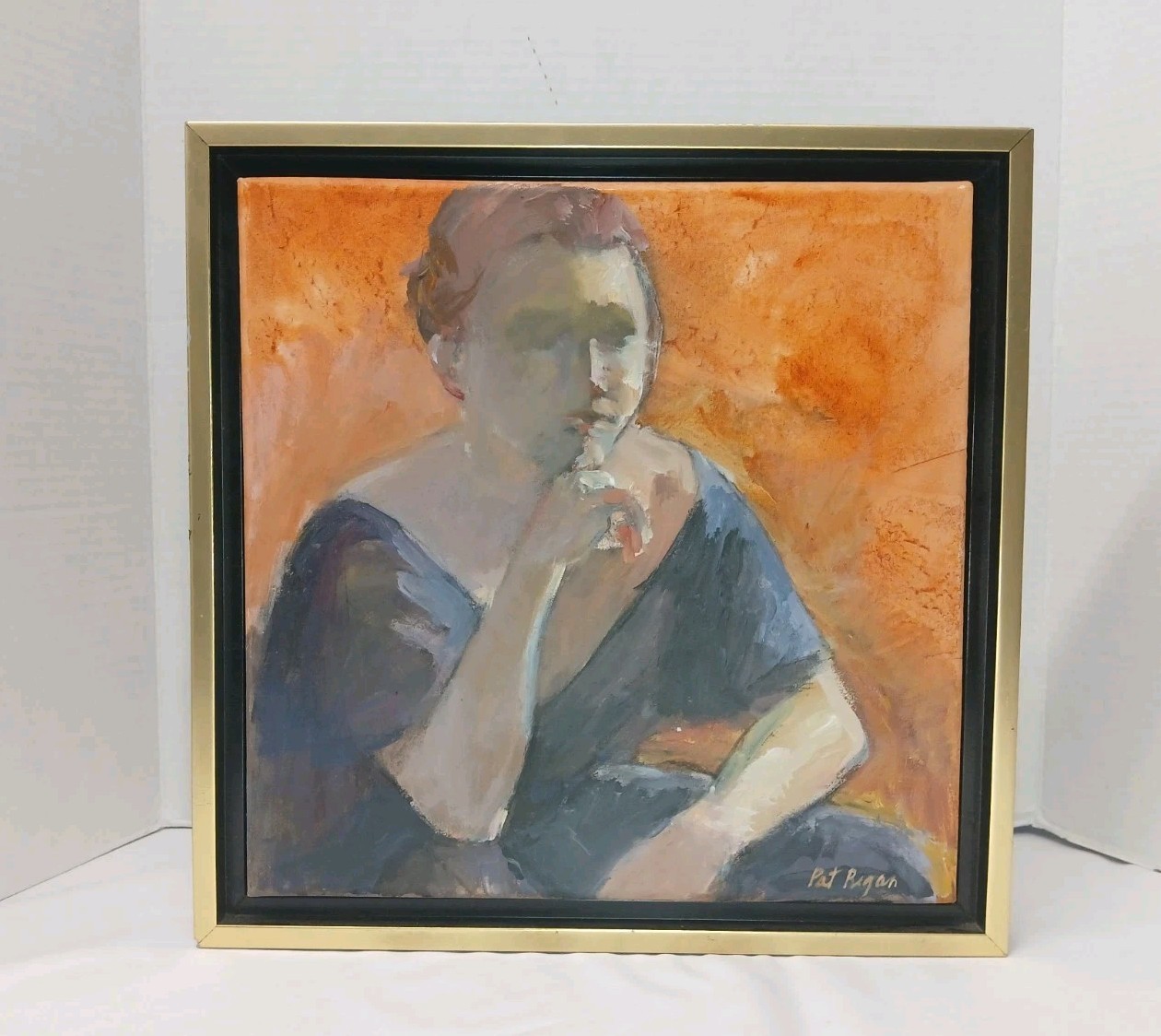 Pat Regan Expressionist «The Dreamer” Original Oil Painting • Framed 13 3/4»