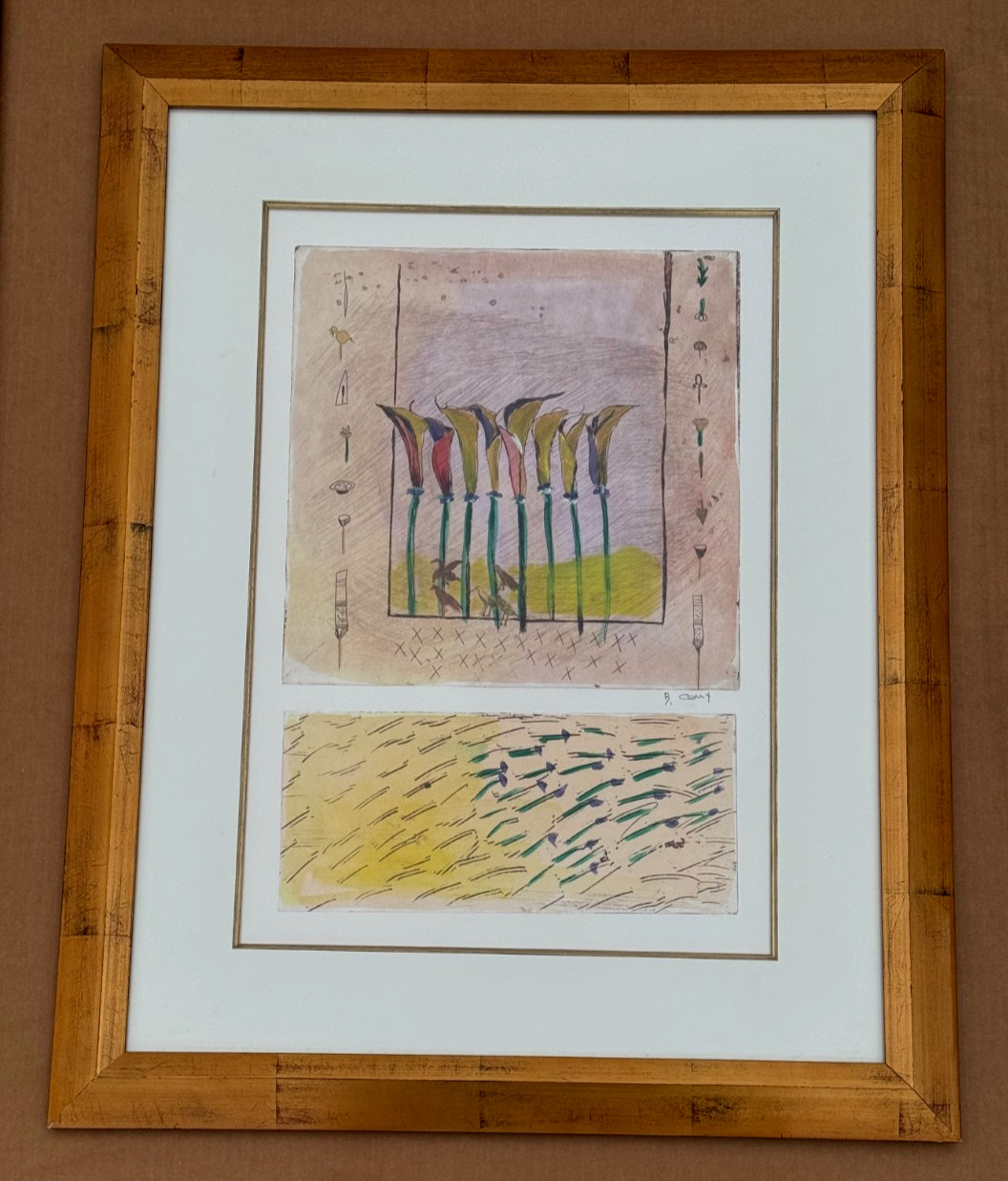 B.CONY SIGNED ORIGINAL ETCHING PAINTING ABSTRACT MODERN ART MODERNISM #1/1