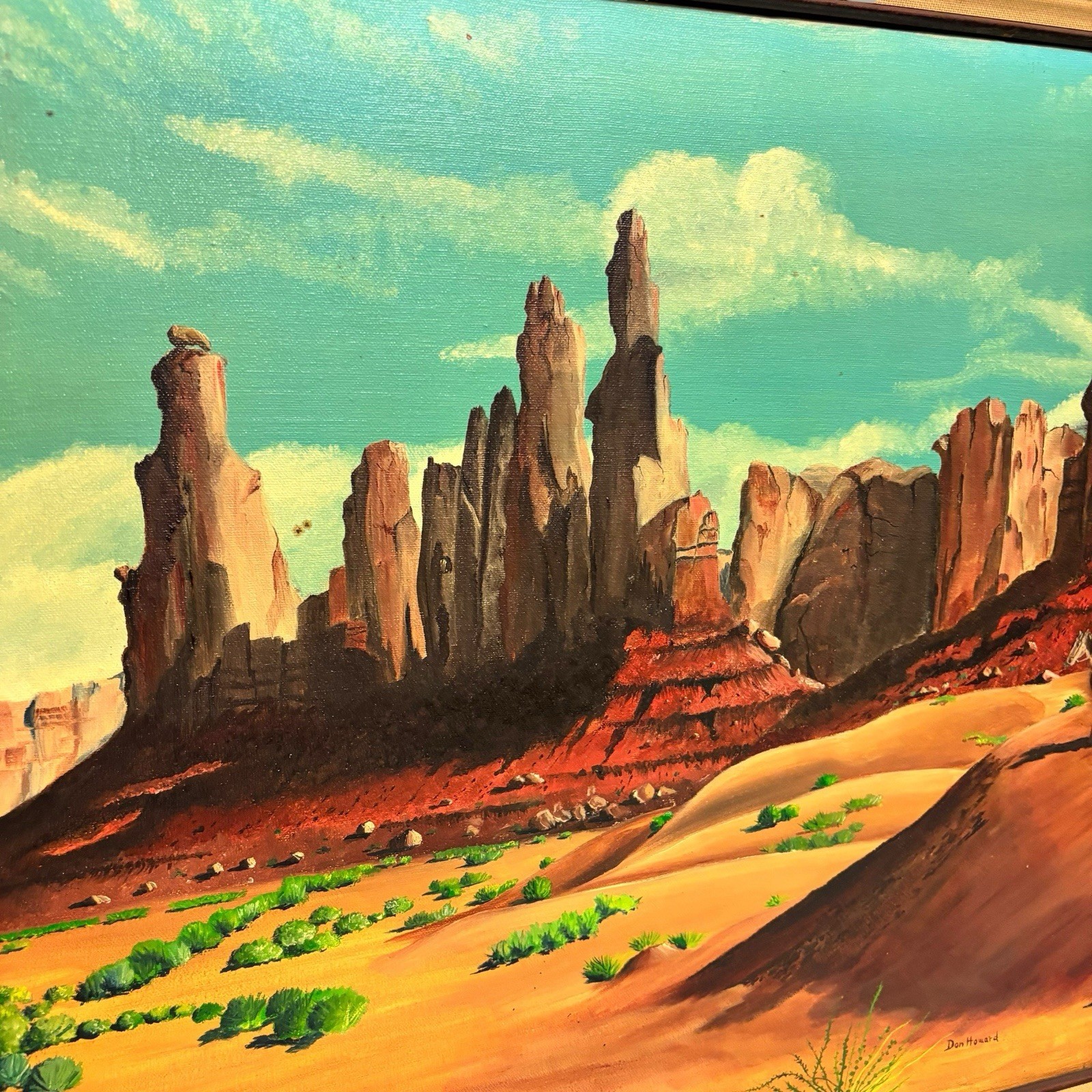 Vintage Morning Ride South Western Desert Landscape Canvas Oil Painting Horse
