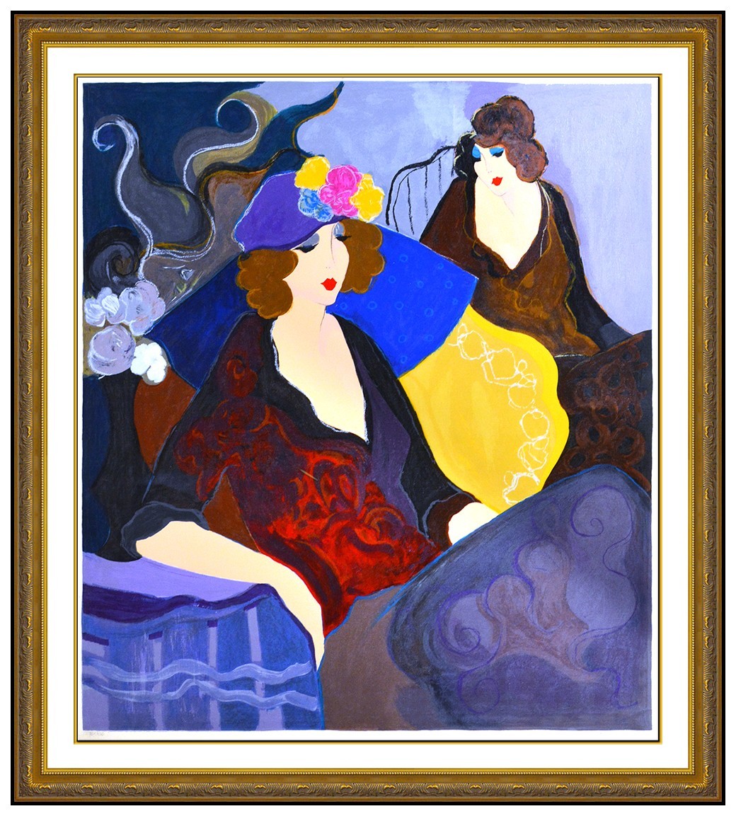 Itzchak Tarkay Large Original Embossed Serigraph Hand Signed Female Framed Art