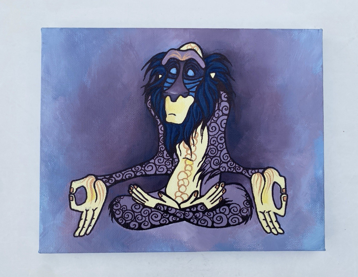 Acrylic or Oil Painting of a Meditating Rafiki from The Lion King