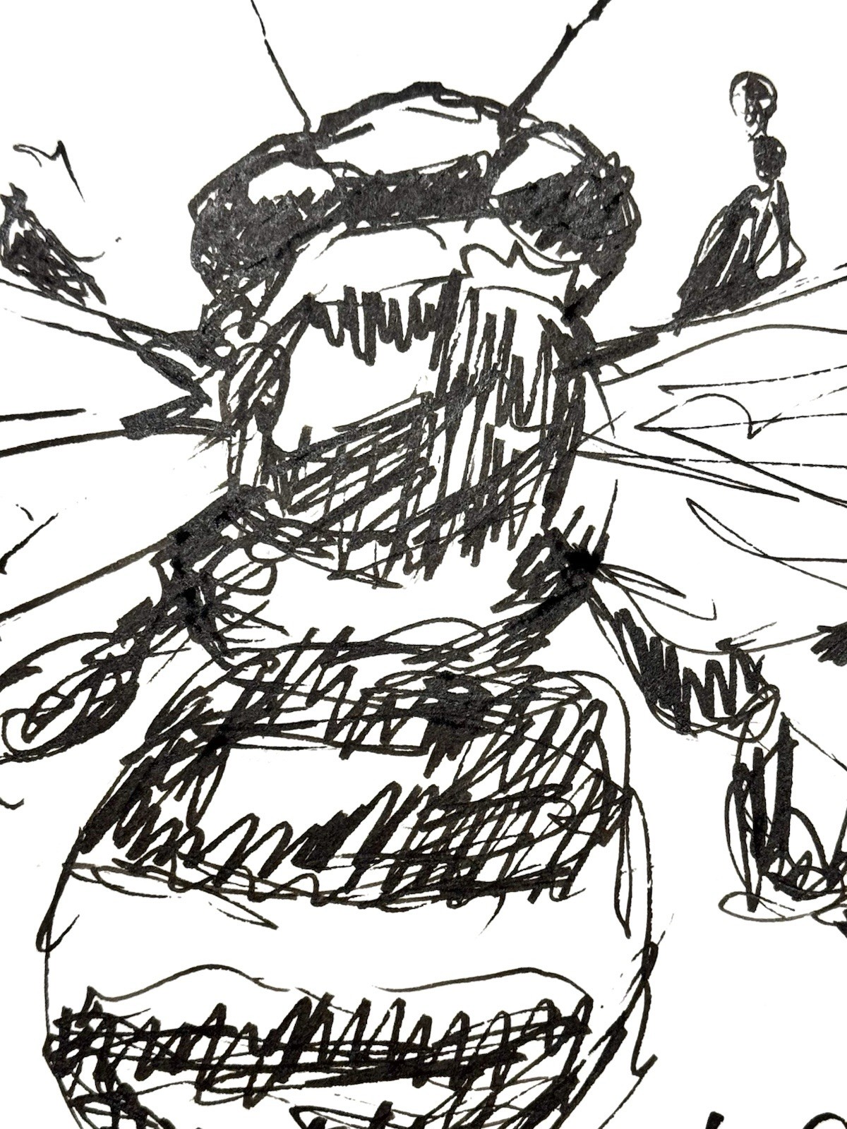 Original Abstract Expressionism Art 9×12 Bee Handmade Gestural Paper Signed