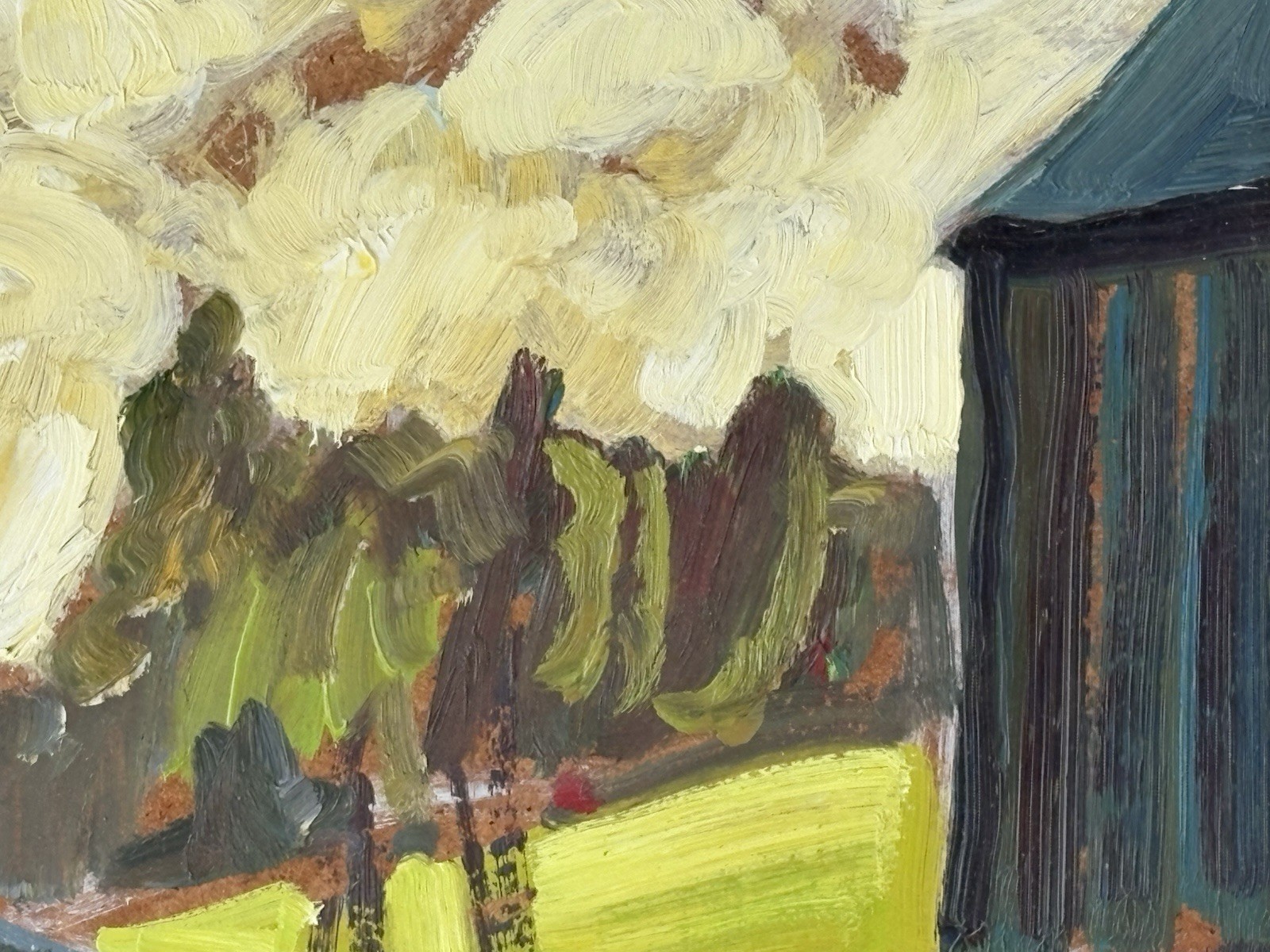 Tableau Bruno Cote, ( 1940-2010 ). Huile sur panneau signée, 12×16 pouces.