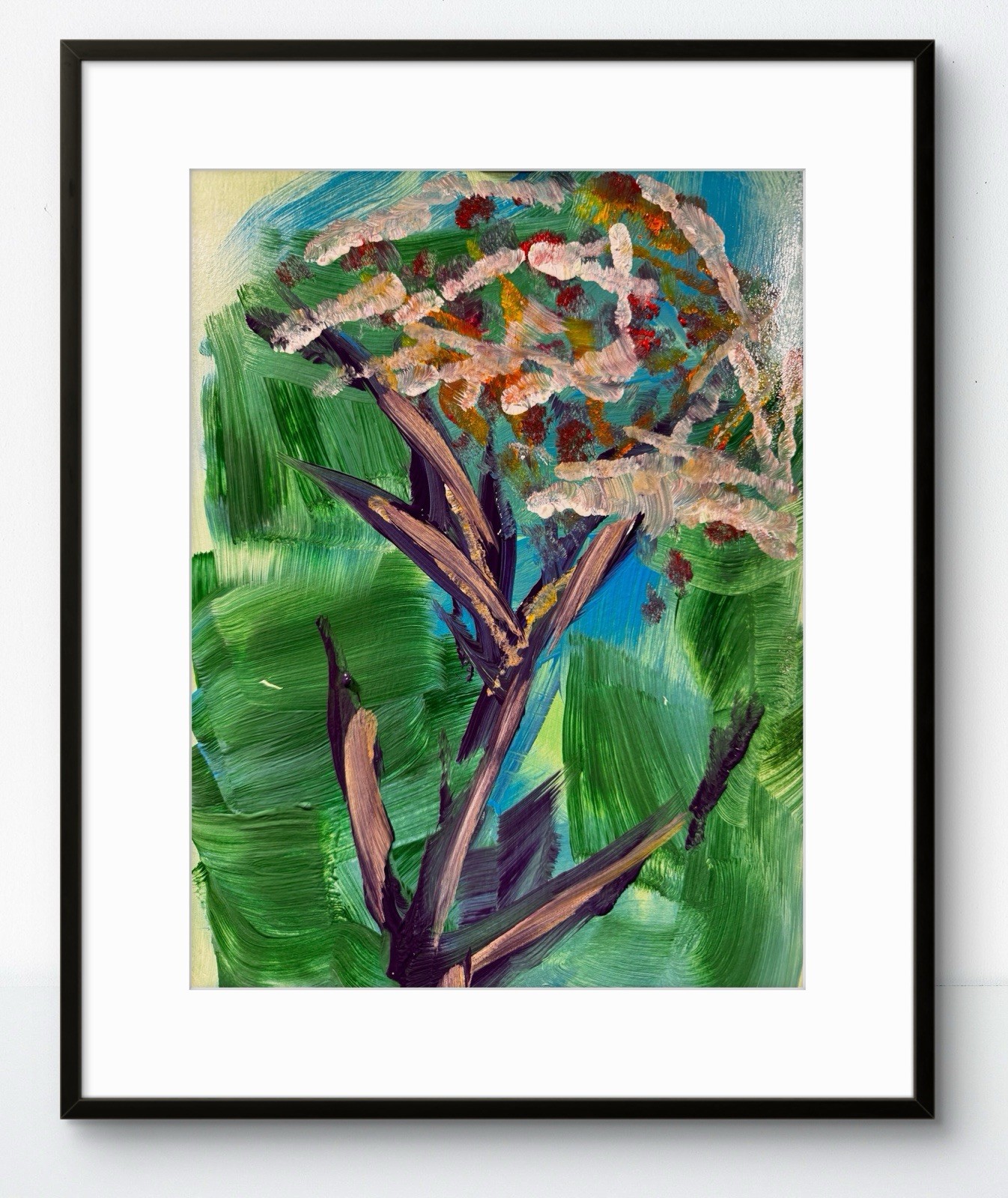 Original Abstract Expressionism 9×12 Drying Flower Acrylic on Paper Handmade