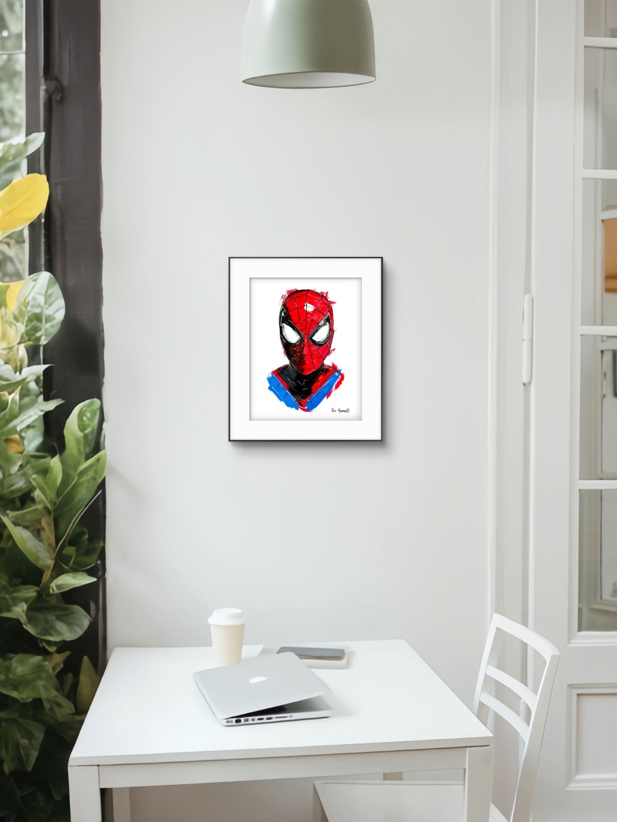Original Spiderman 11×14 Paper Bold Expressionist Painting Signed Home Decor Art