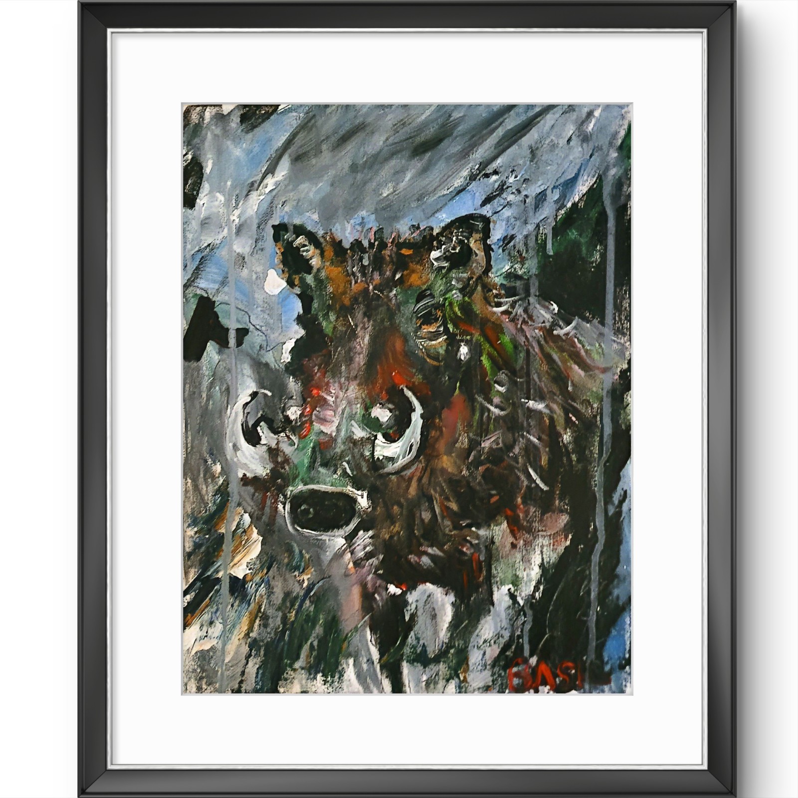 Warthog Unique Abstract Expressionism Wall Art Canvas Board 11×14
