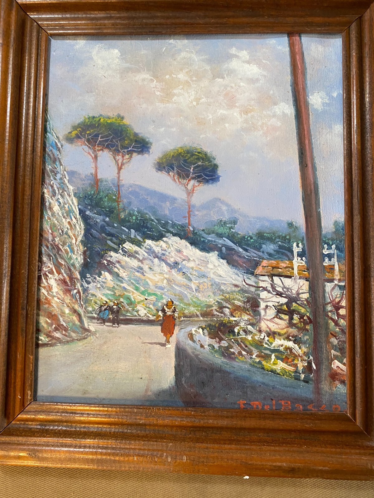 Fernando del Basso (1887 – 1971) «European Street Scene» Oil Painting #2- Framed