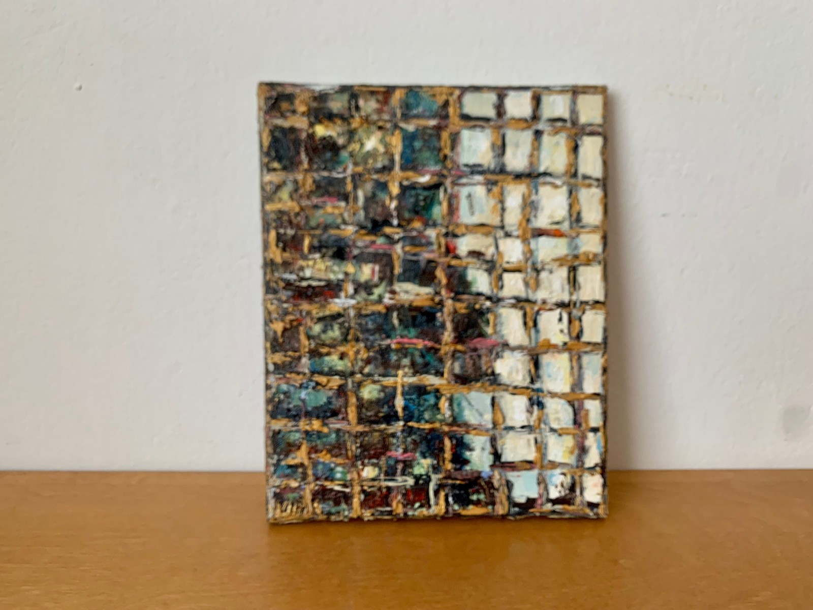 Abstract Mosaic Squares Impasto Oil Painting On Canvas Modern Wall Art Decor
