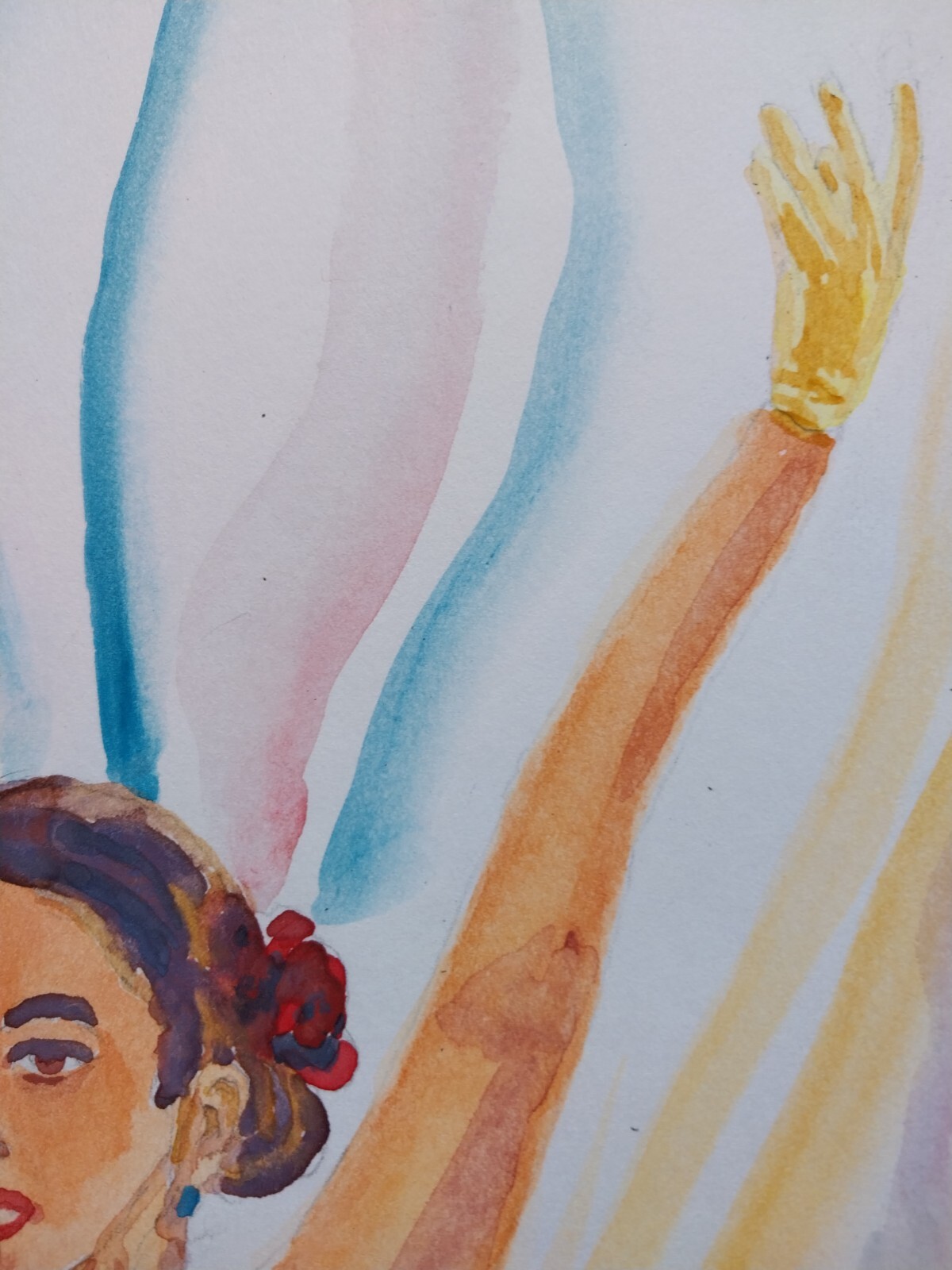 Original Victory Olympic Champion Skater Modern Painting Small Paper Wall Art
