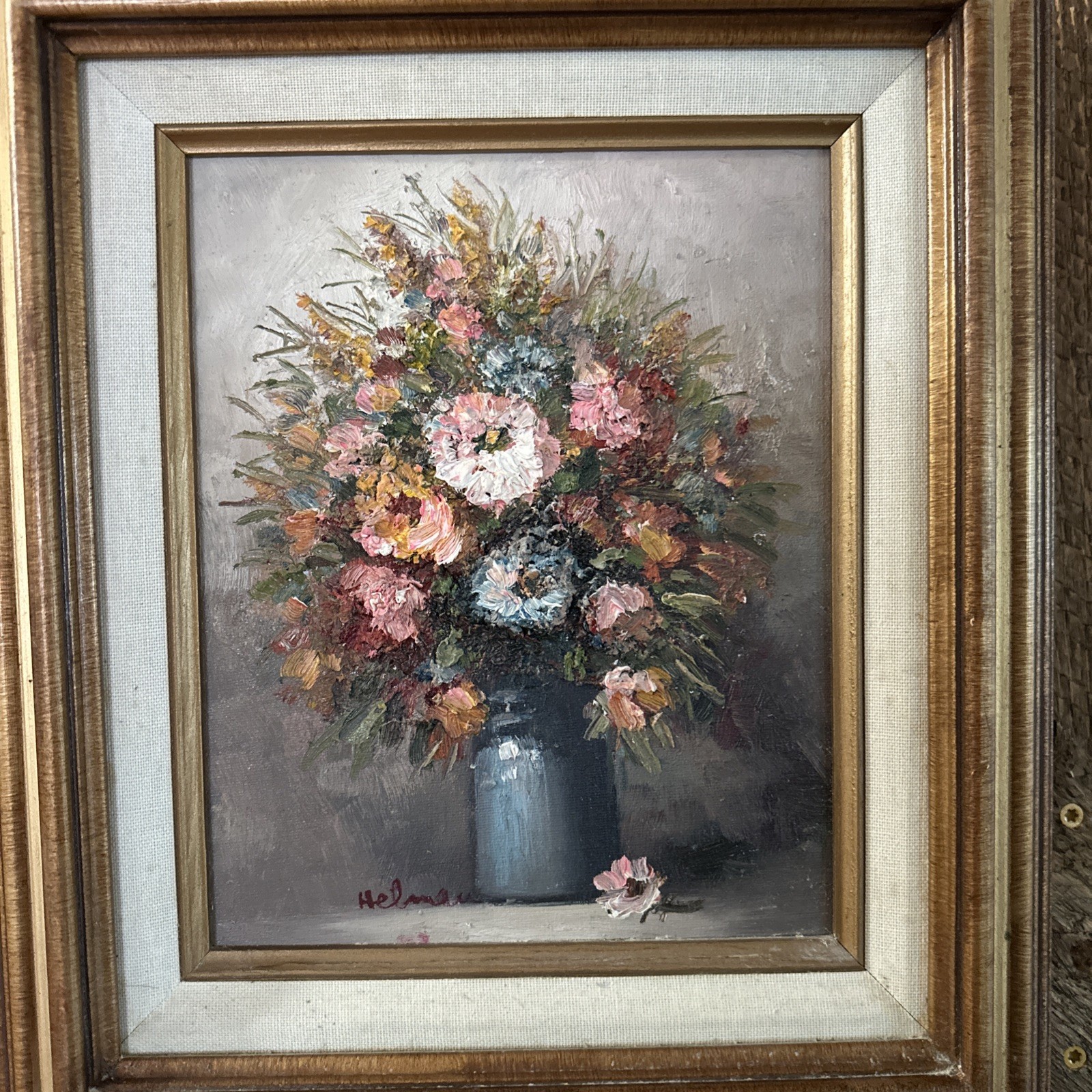 Original Maurice Helman Textured Oil Painting Signed Floral Impasto