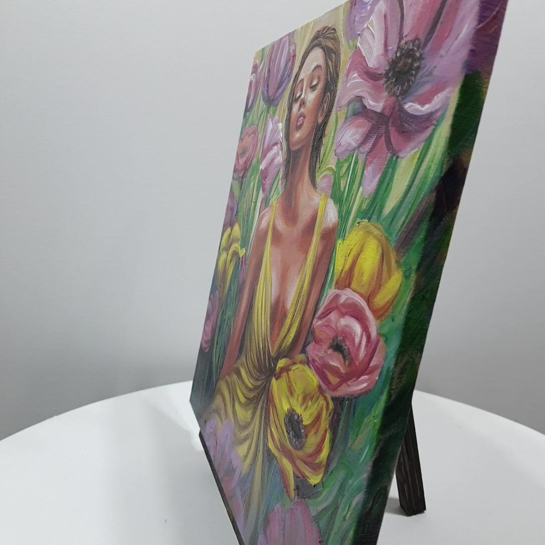 Ukraine Artist Original Acrylic Painting Woman Canvas Signed Wall Art Decor Gift