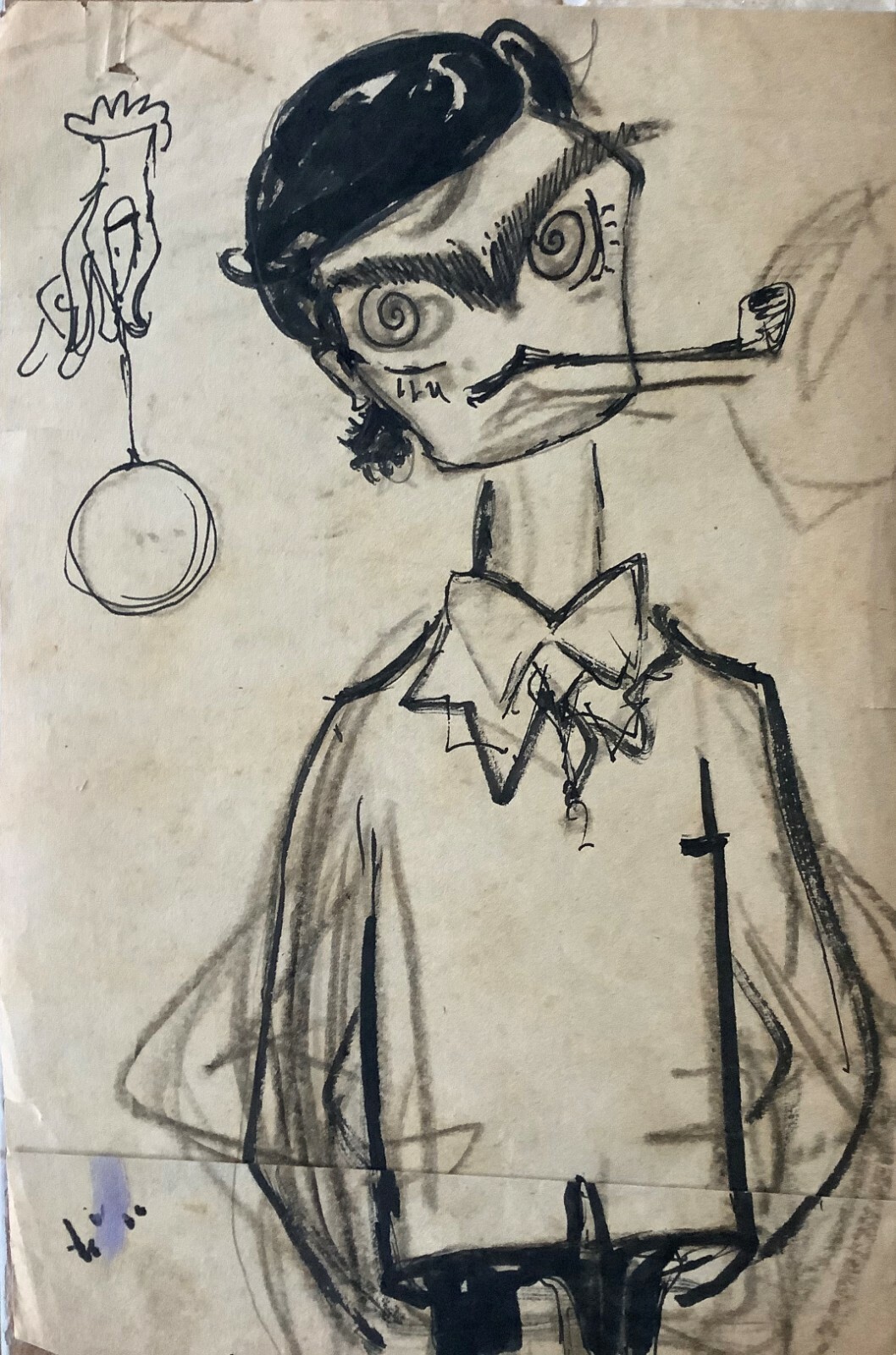Juan David. Sketch. Untitled, ca 1971. Mixed media on paper. Original art