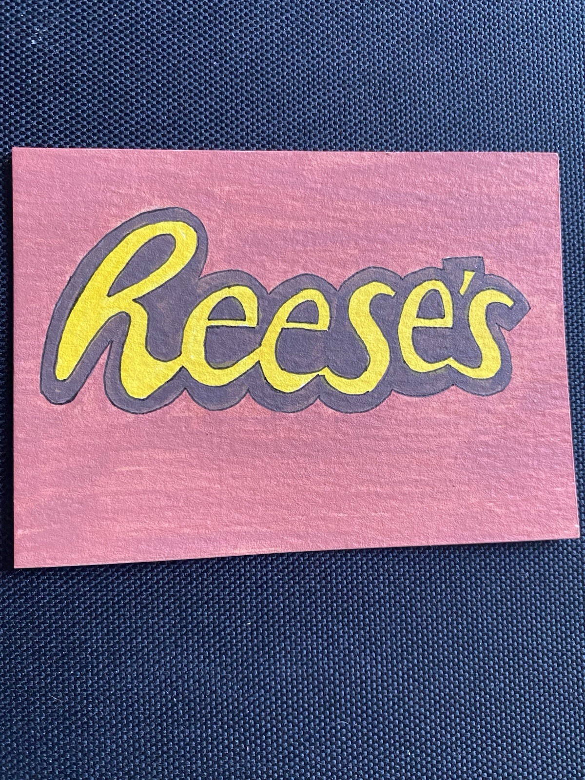 Reeses Logo Food New ACEO hand painted Art trading card acrylic micron 2.5×3.5