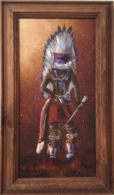 Vintage 1979 Dirk Schneider Kachina Hopi original oil painting New Mexico Print