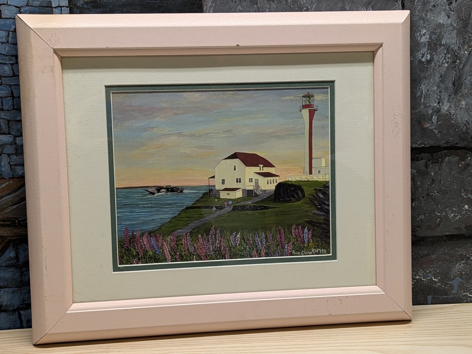 Seascape Lighthouse Acrylic Painting Reproduction 1999 Ann Clow Signed Yarmouth