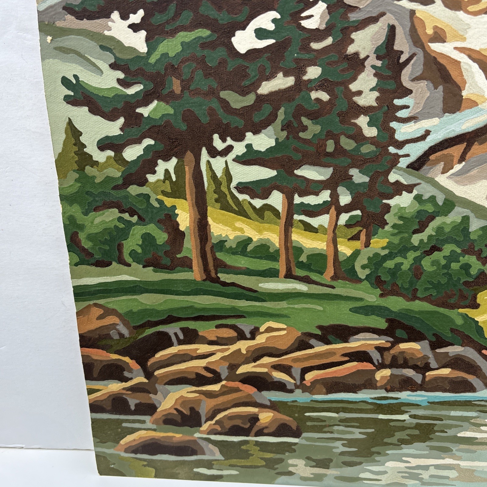 Vintage Set of Paint By Number Artwork Rocky Mountains River Waterfall 19.5 x 16