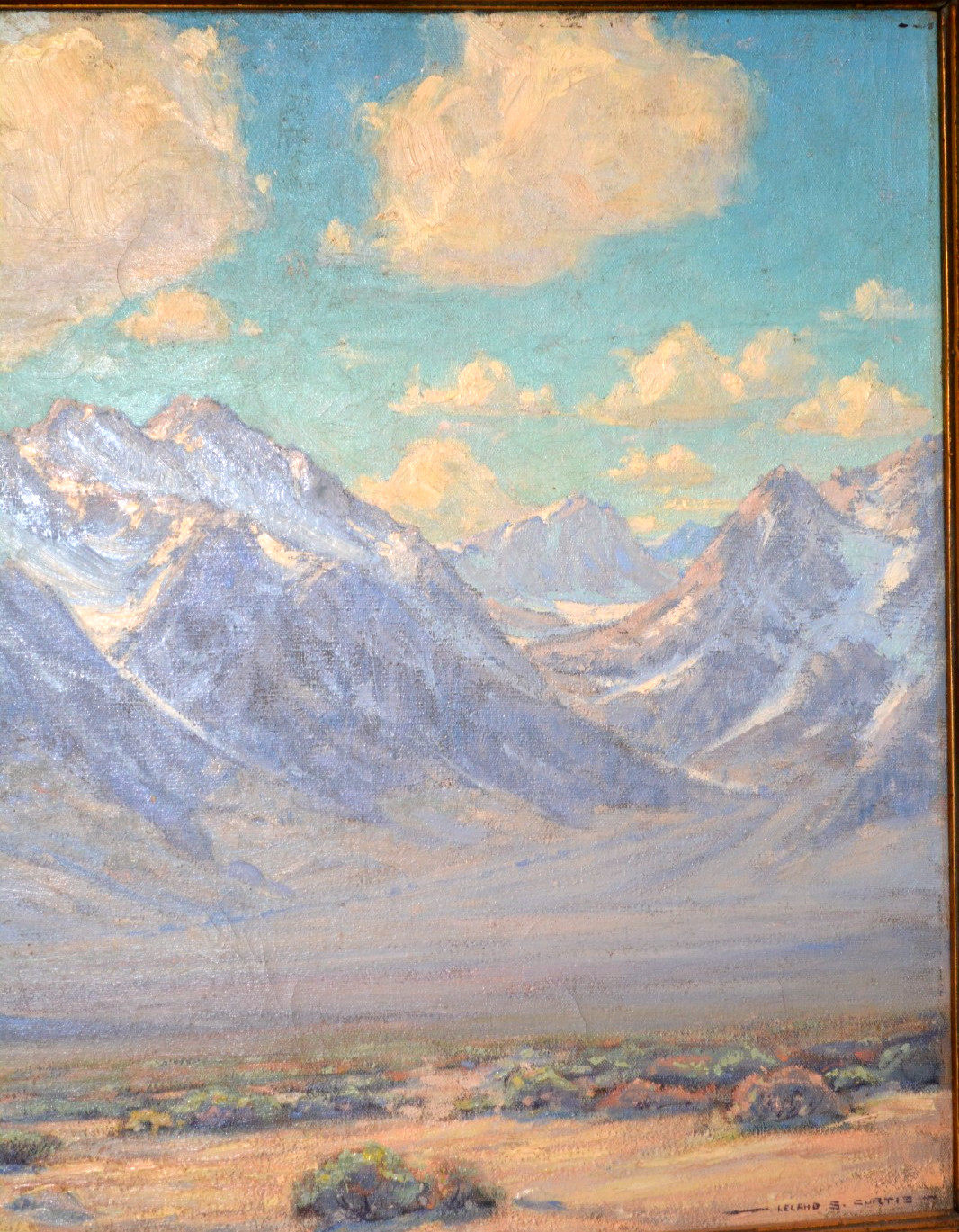 Beautiful desert and mountain landscape by artist Leland S. Curtis (1897 – 1989)