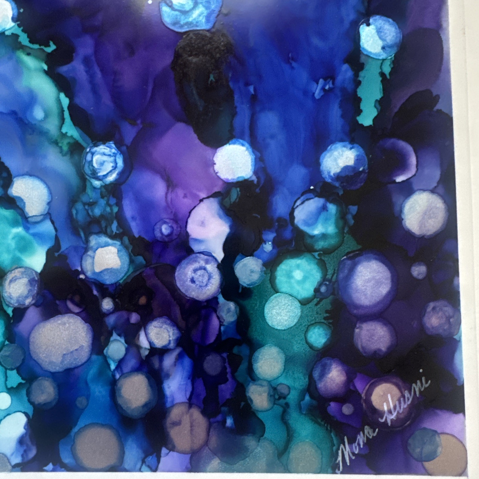 Beautiful , Unique , Original Hand Made -Alcohol Ink Painting on Plastic Resin