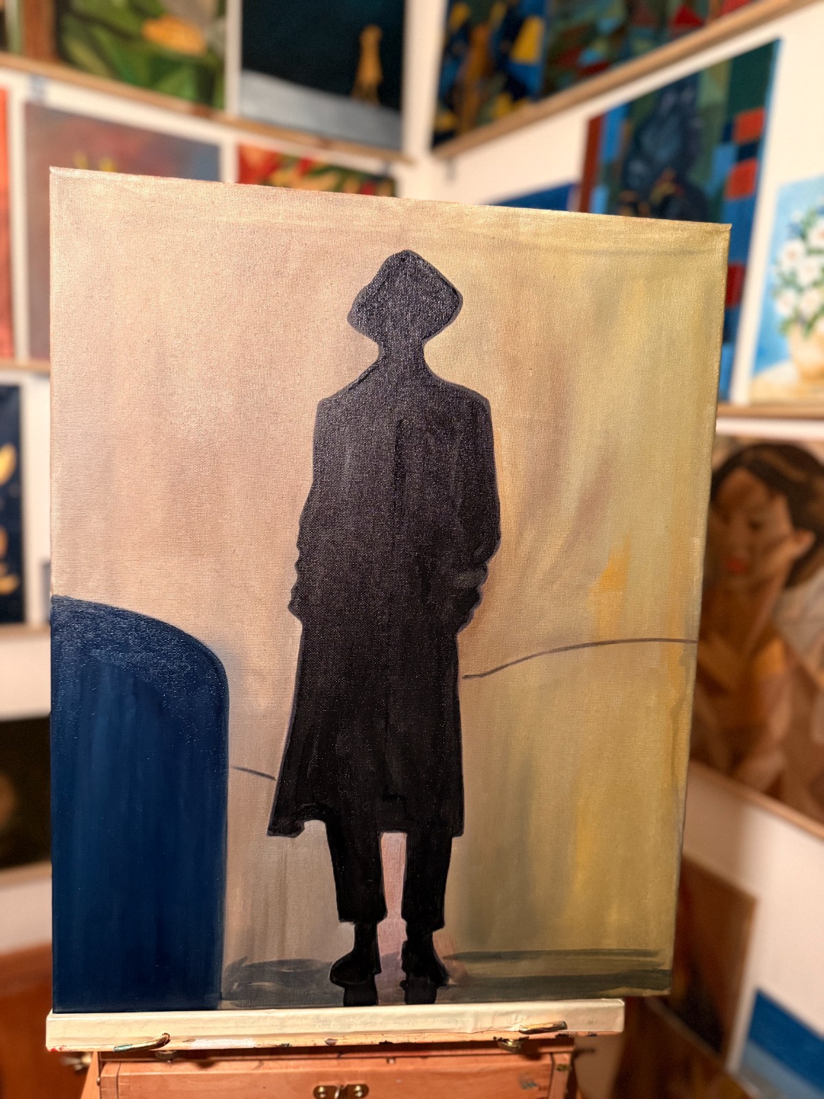 Original Figurative Silhouette Painting – 16×20 Oil on Canvas, Minimalist Abstra